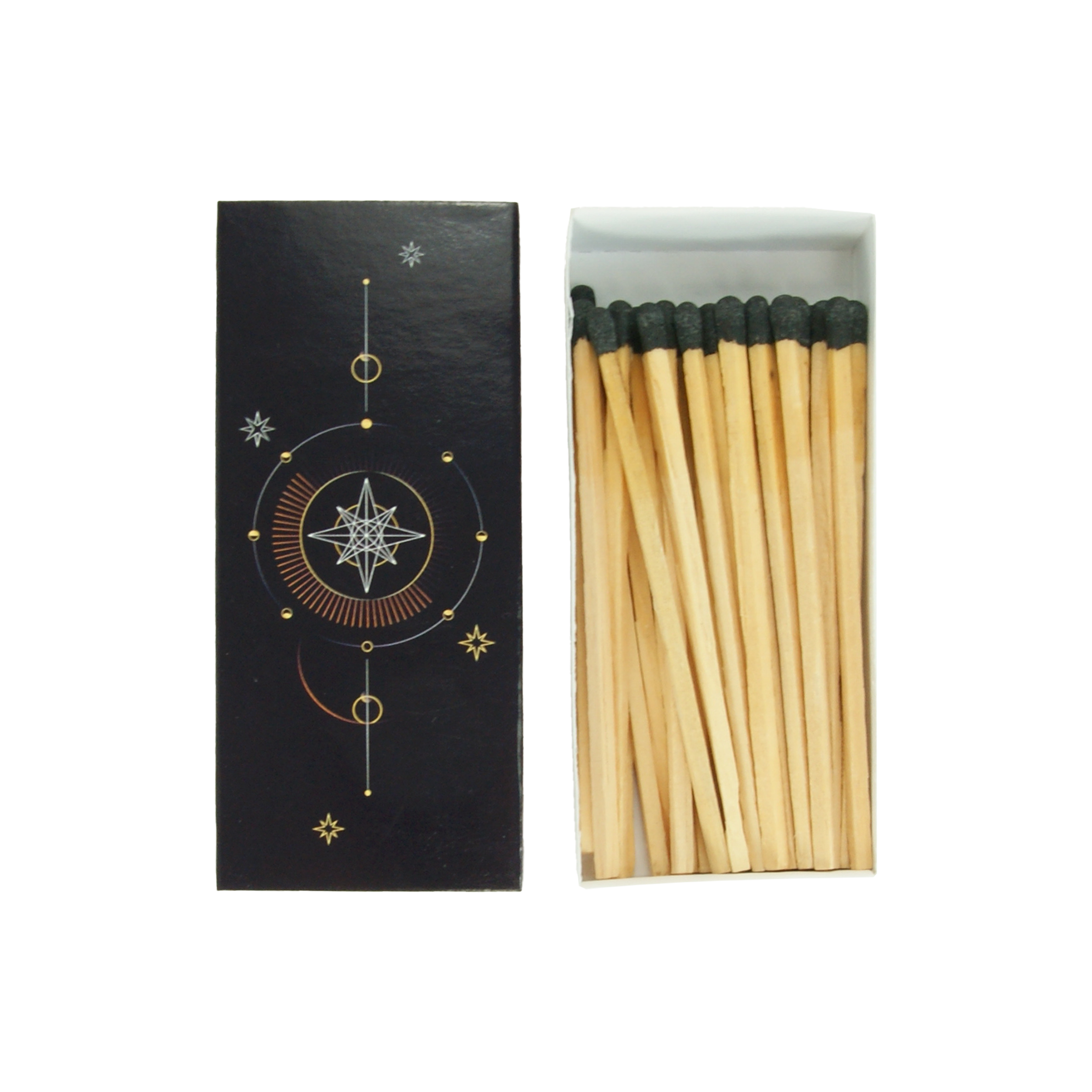 Ritual-Langhölzer – Kosmische Harmonie, schwarze Design-Streichhölzer