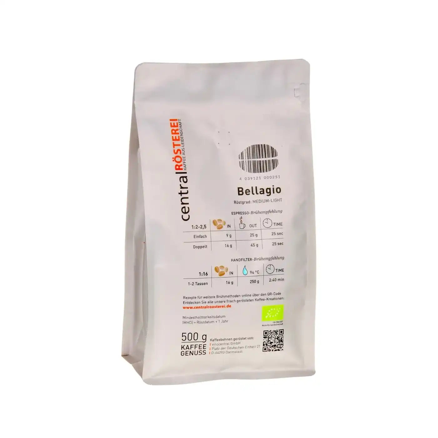 CentralRösterei Bellagio Entkoffeinierter Arabica Kaffee Kolumbien Aromatisch Kräftig CO2 Verfahren by RoasterGang