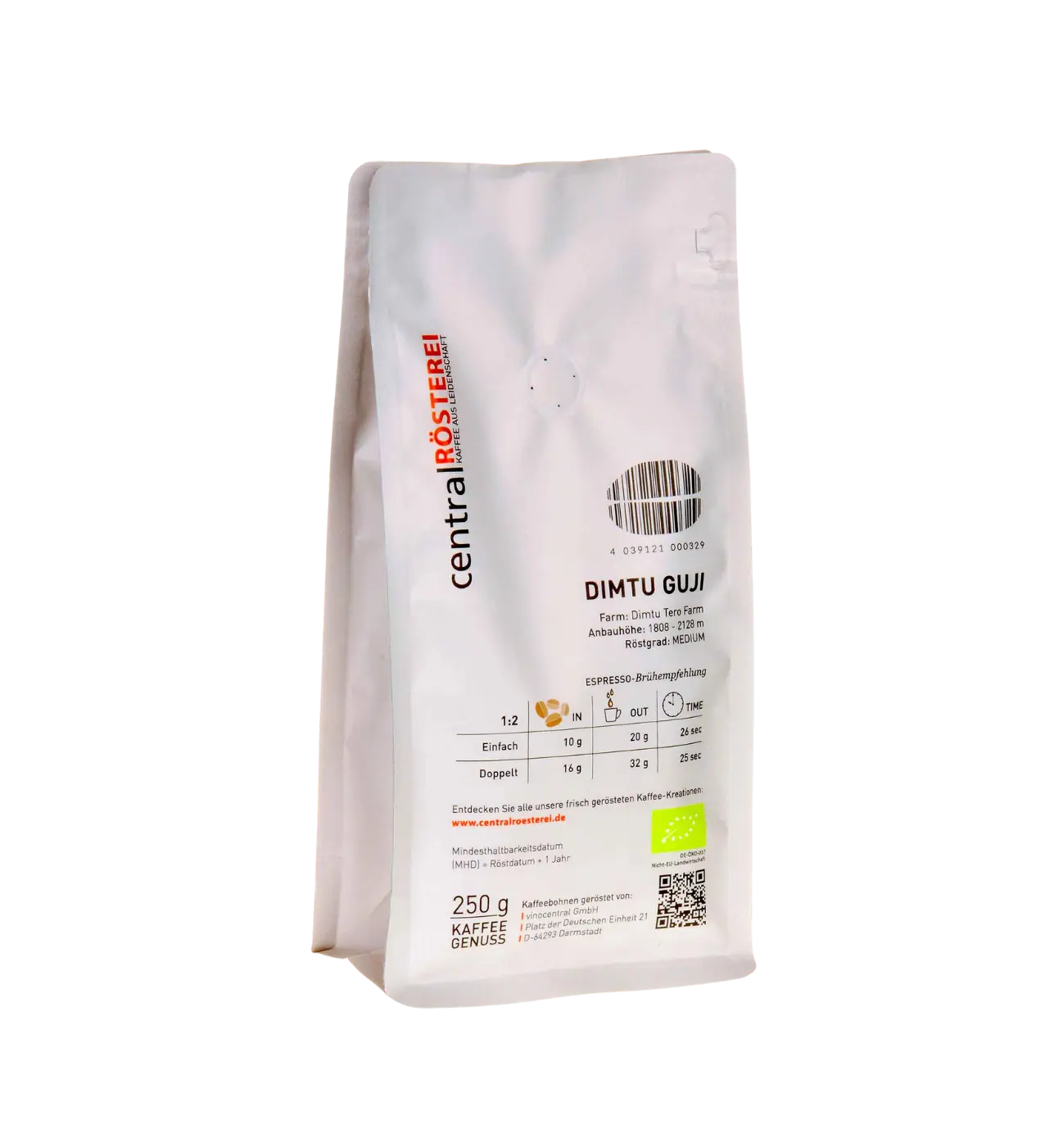 CentralRösterei Äthiopien Guji Bio Arabica Kaffee Gewaschene Aufbereitung Dimtu Tero Farm Hochland 1808 2128 m DE ÖKO 037