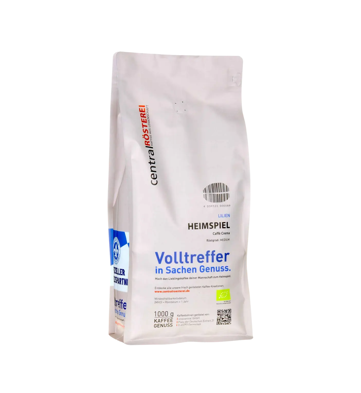 CentralRösterei Heimspiel Caffè Crema Bio Kakao Orange Intensiv 85 Prozent Peru Arabica 15 Prozent Tansania Robusta