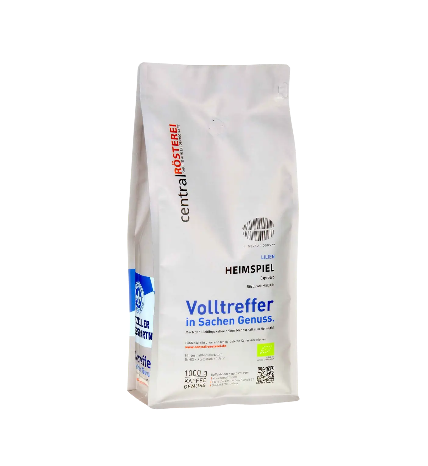 CentralRösterei Heimspiel Espresso Bio Kaffee 70 Prozent Peru Arabica 30 Prozent Tansania Robusta Kakao Orange Intensiv