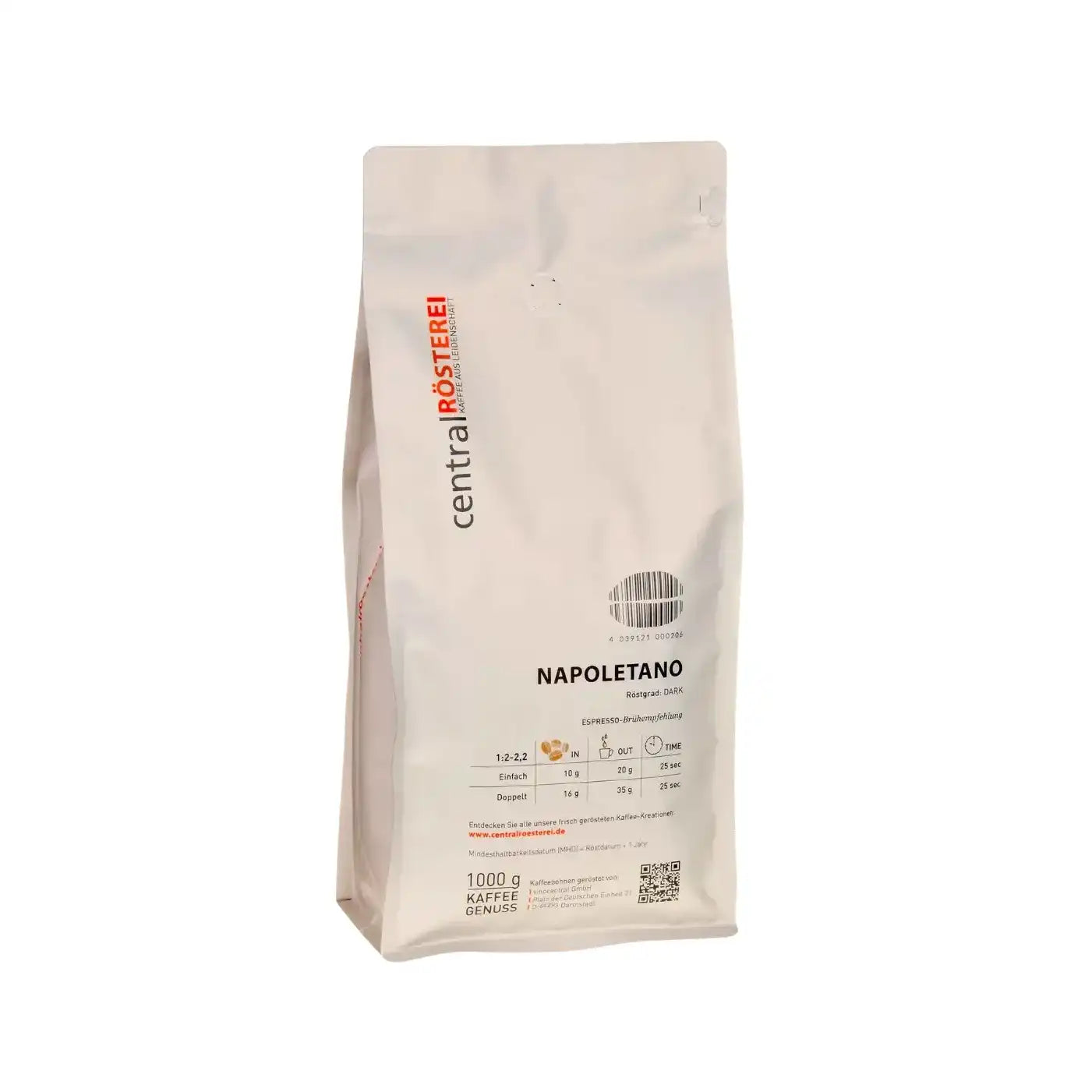 CentralRösterei Napoletano Espresso Mischung 85 Prozent Robusta 15 Prozent Arabica Kraftvoll Harmonisch Intensiv by RoasterGang