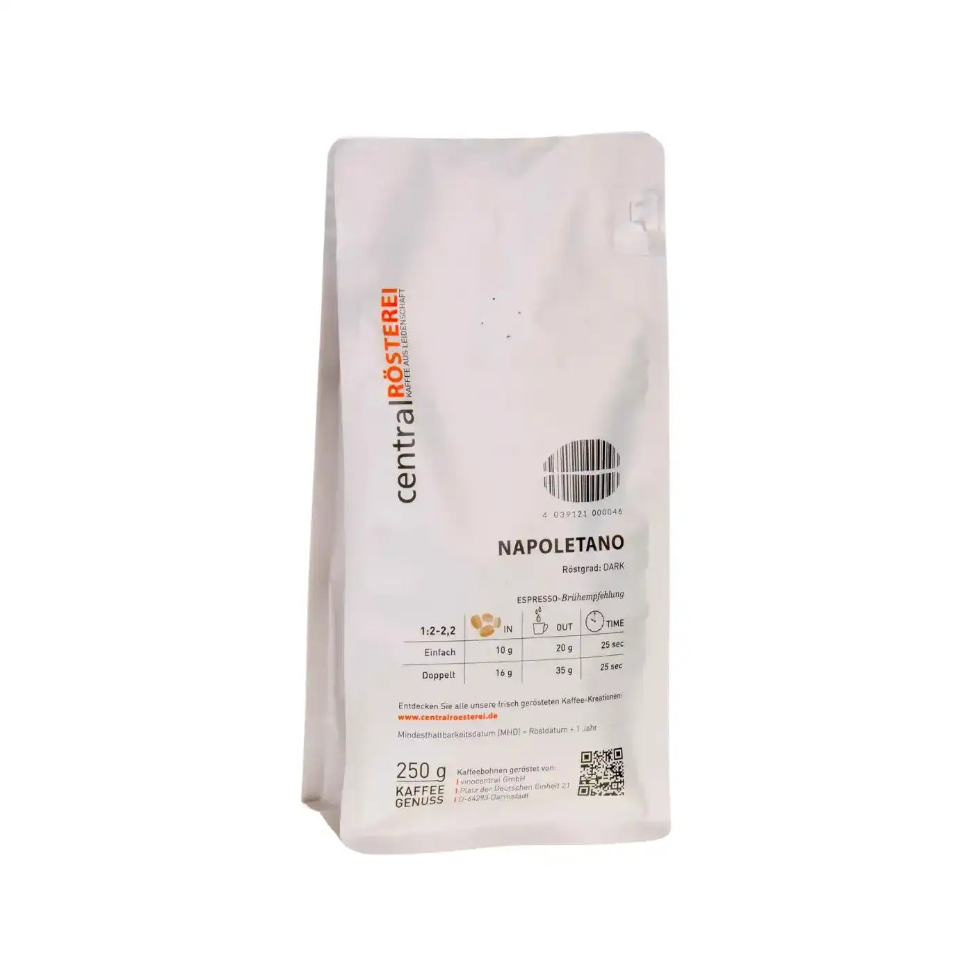 CentralRösterei Napoletano Espresso Mischung 85 Prozent Robusta 15 Prozent Arabica Kraftvoll Harmonisch Intensiv by RoasterGang