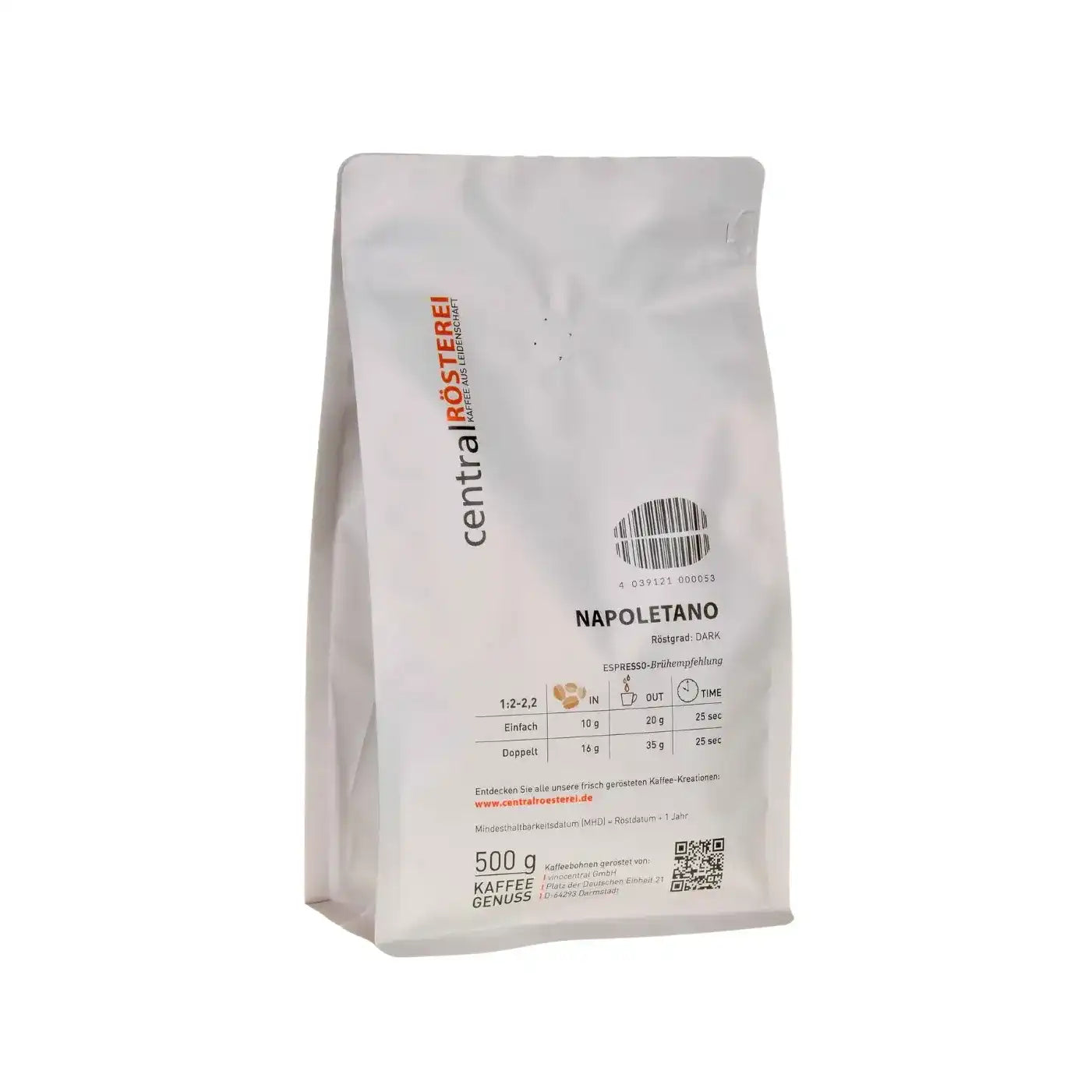 CentralRösterei Napoletano Espresso Mischung 85 Prozent Robusta 15 Prozent Arabica Kraftvoll Harmonisch Intensiv by RoasterGang