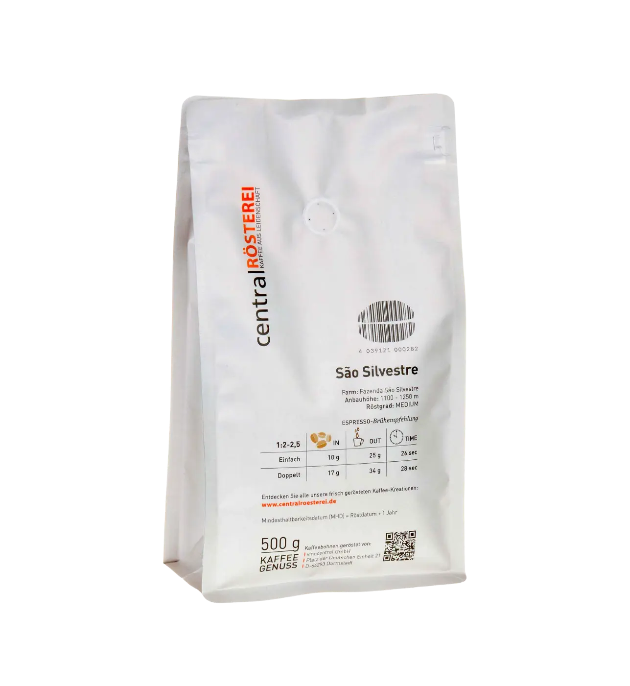 CentralRösterei Brasil Sao Silvestre Arabica Single Origin Pulped Natural Cerrado Faszenda 1100 Bis 1250 Meter