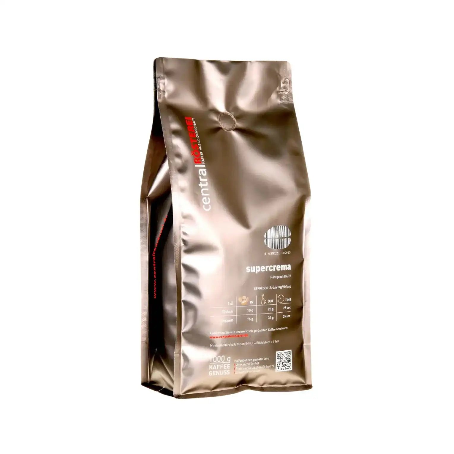 CentralRösterei Super Crema Espresso Dunkel Voluminös Bitterschokolade Robusta Wachmacher Kräftig Ideal Cappuccino by RoasterGang