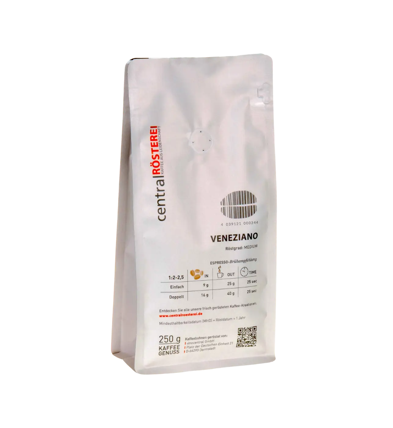 CentralRösterei Veneziano Mild Kaffee Mit Eleganten Aromen Und Cremiger Schokoladen Noten