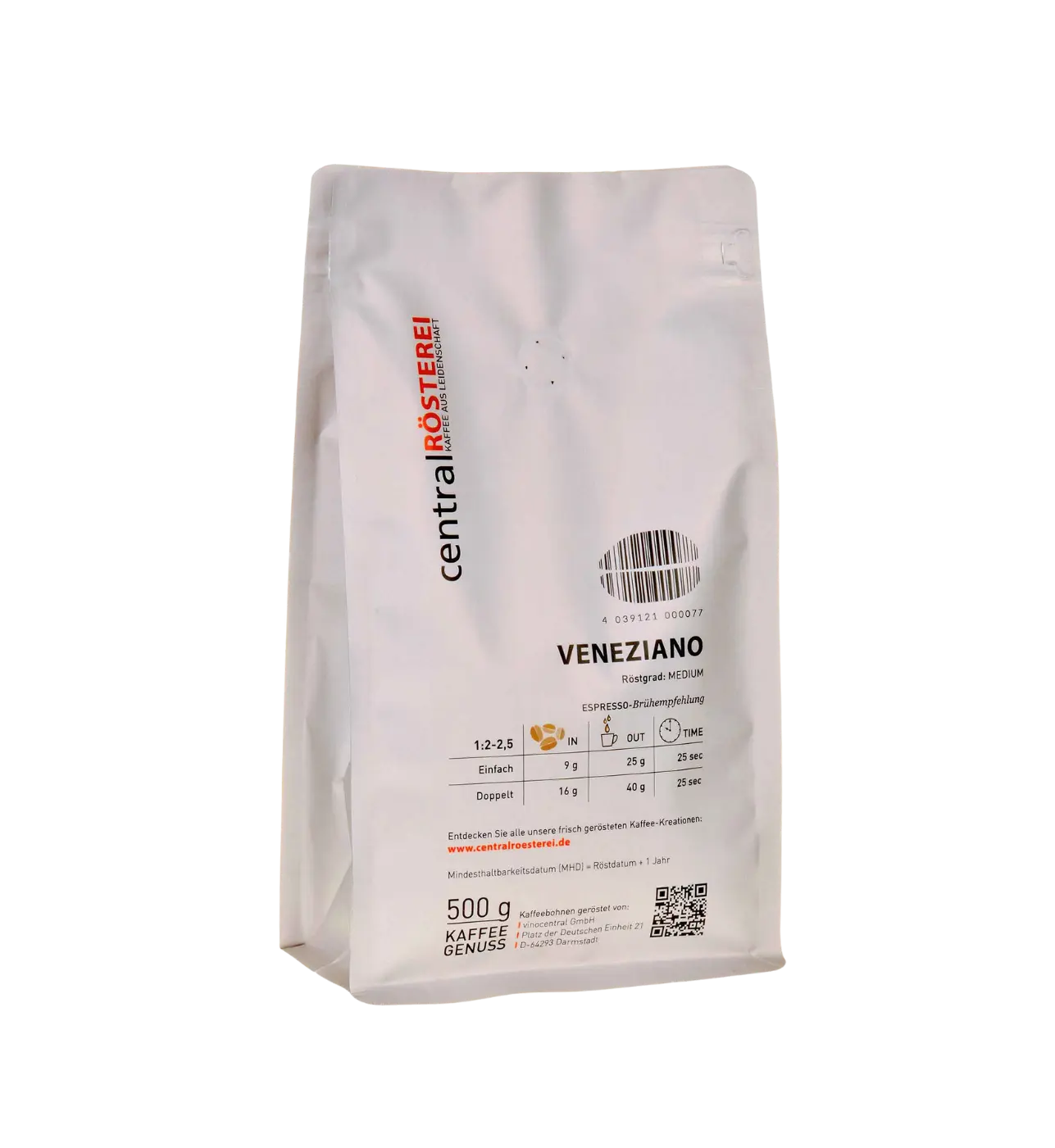 CentralRösterei Veneziano Mild Kaffee Mit Eleganten Aromen Und Cremiger Schokoladen Noten