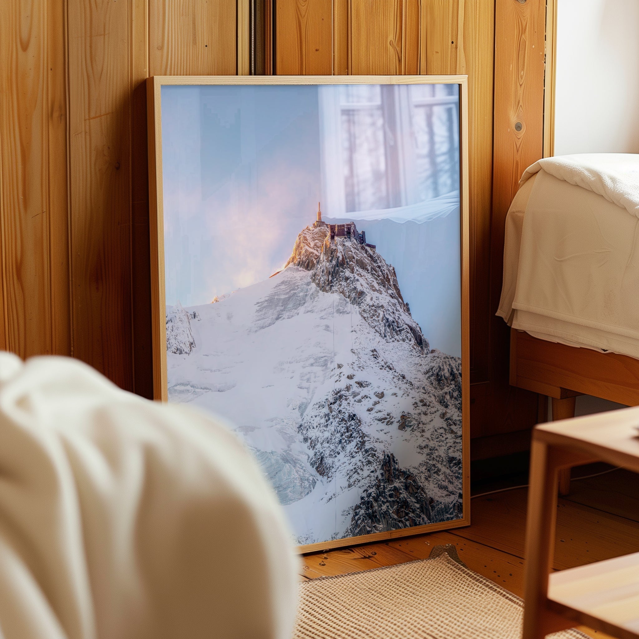 Aiguille du Midi Wall Art – Winter Alpine Mountain Print