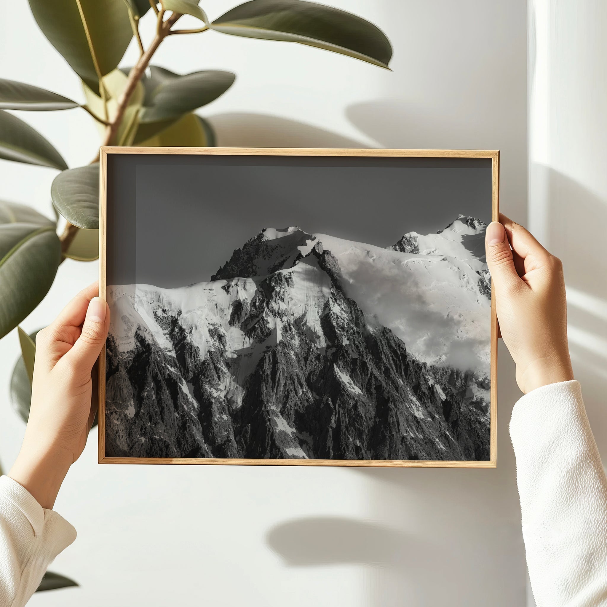 Aiguille du Midi Wall Art - Black and White Chamonix Mountain Photography Print