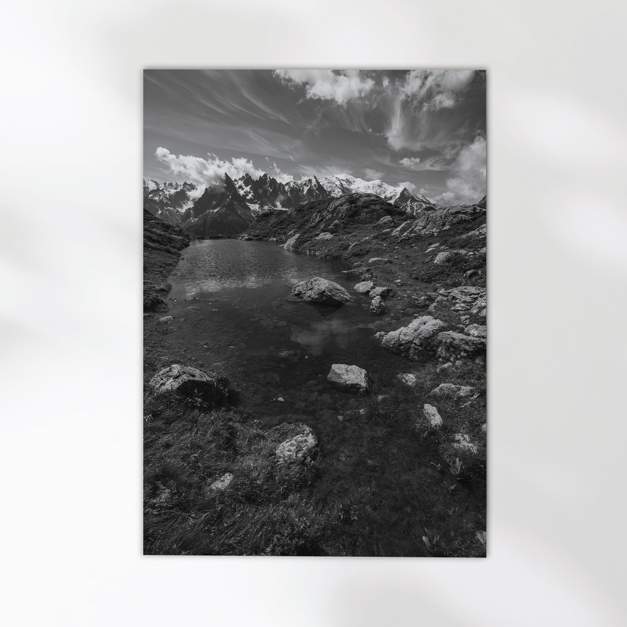 Lac de la Flégère Chamonix Wall Art – Black & White Alpine Photography Print