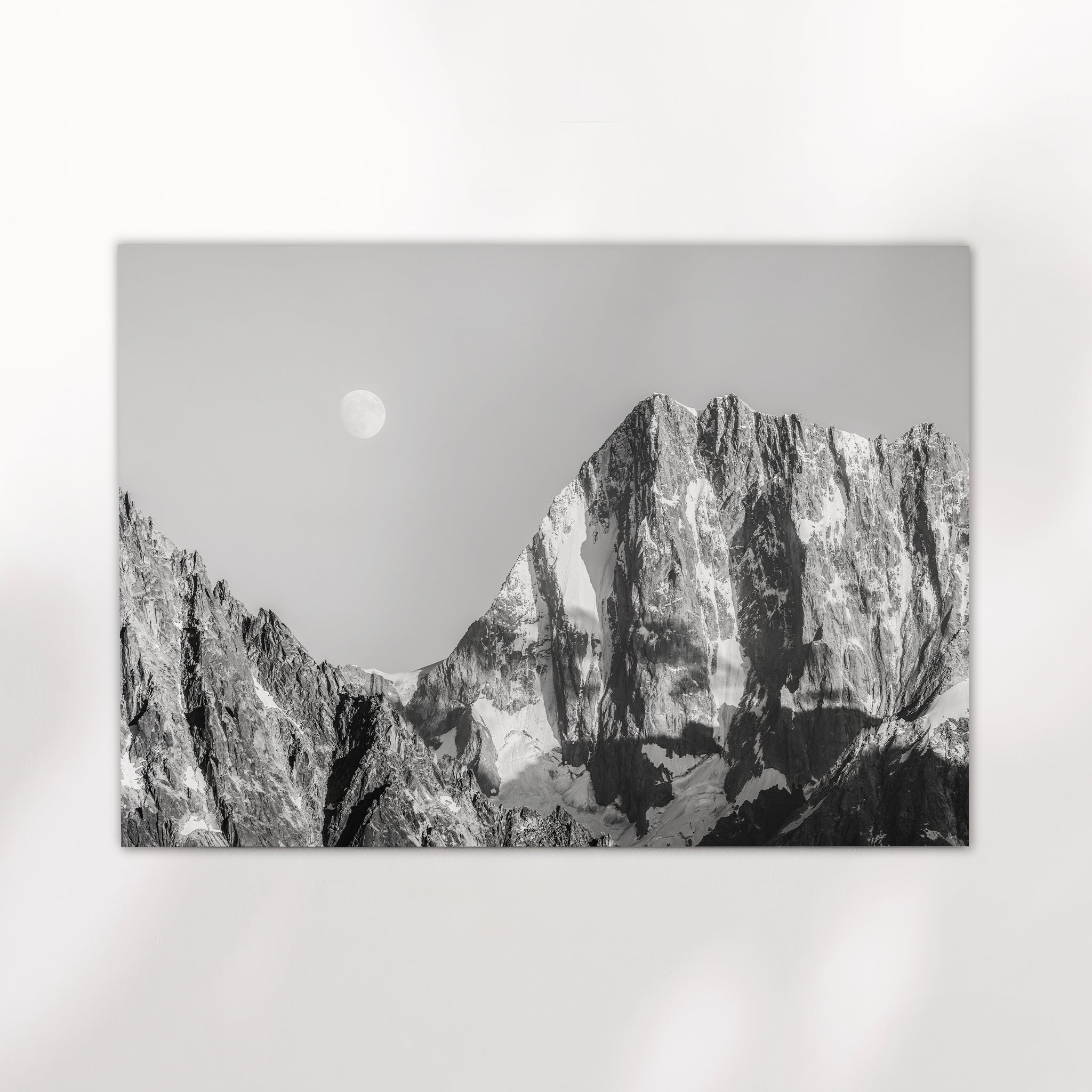 Grandes Jorasses Black and White Wall Art – Monochrome Mountain Print