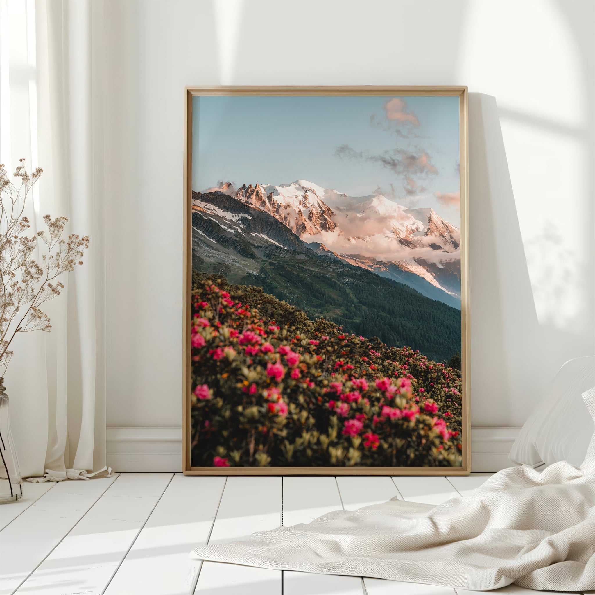 Mont Blanc Print – Floral French Alps Landscape Wall Art