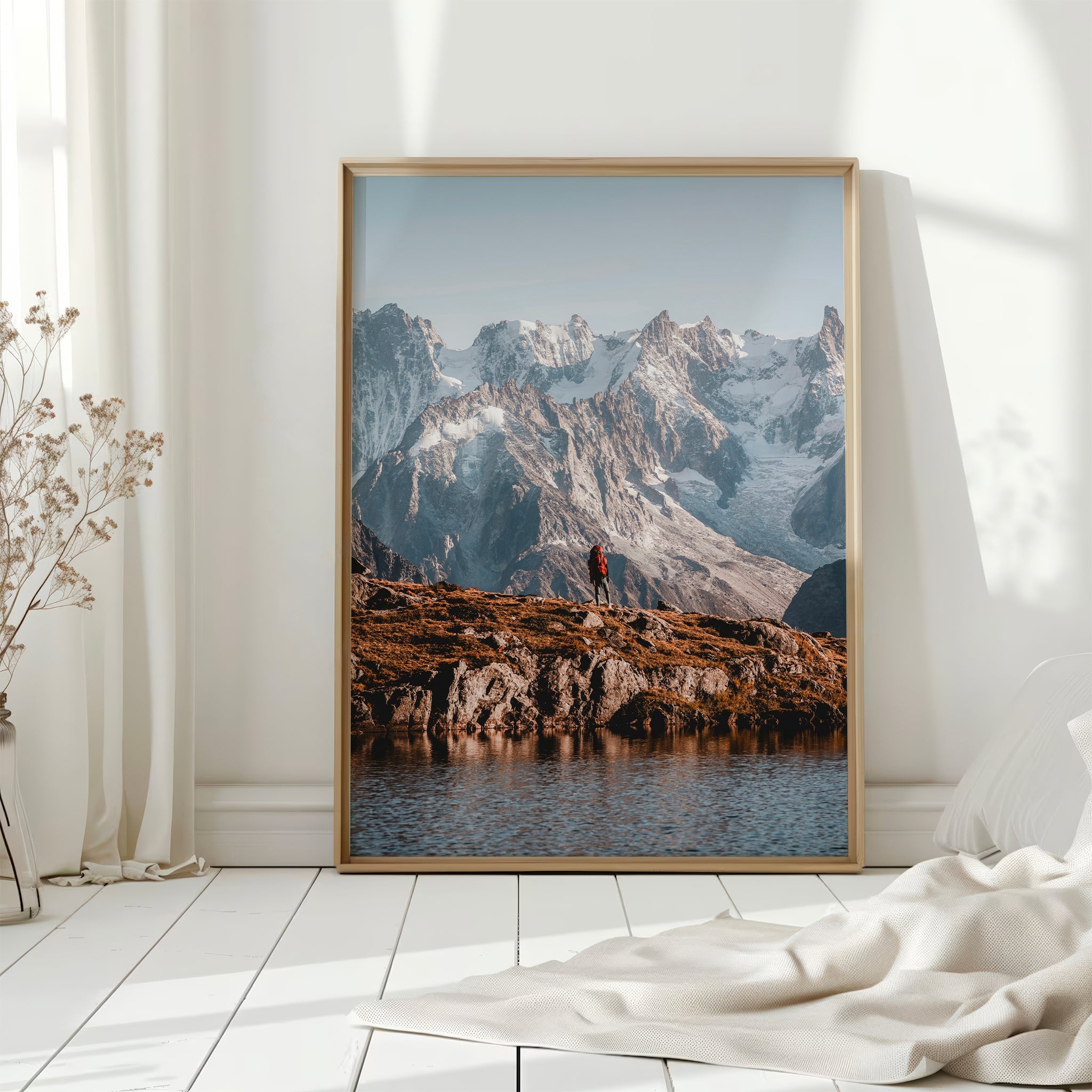 Hiker on the Tour du Mont Blanc Print - Chamonix Mountain Wall Art