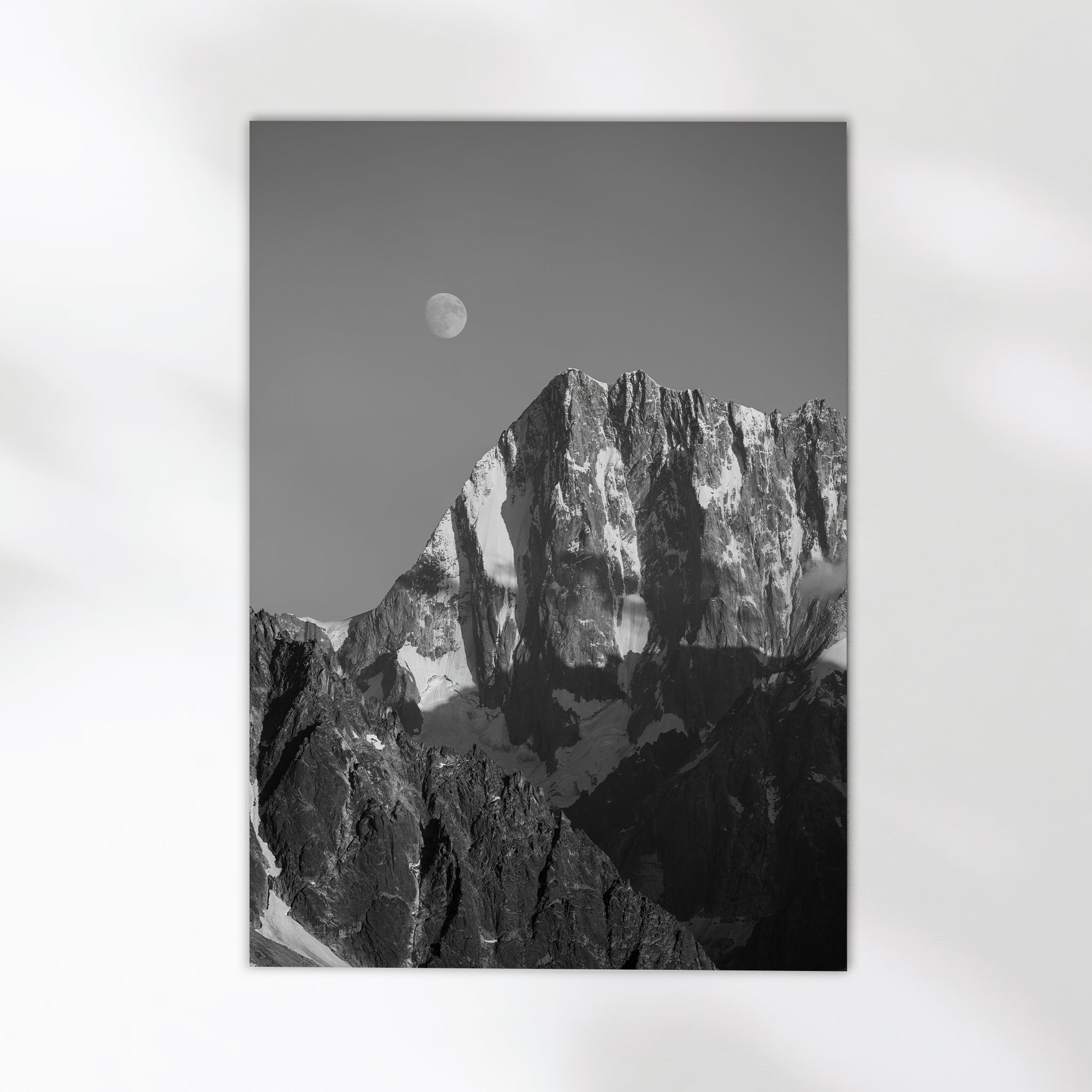 Grandes Jorasses Print – Black and White Mont Blanc Alpine Wall Art