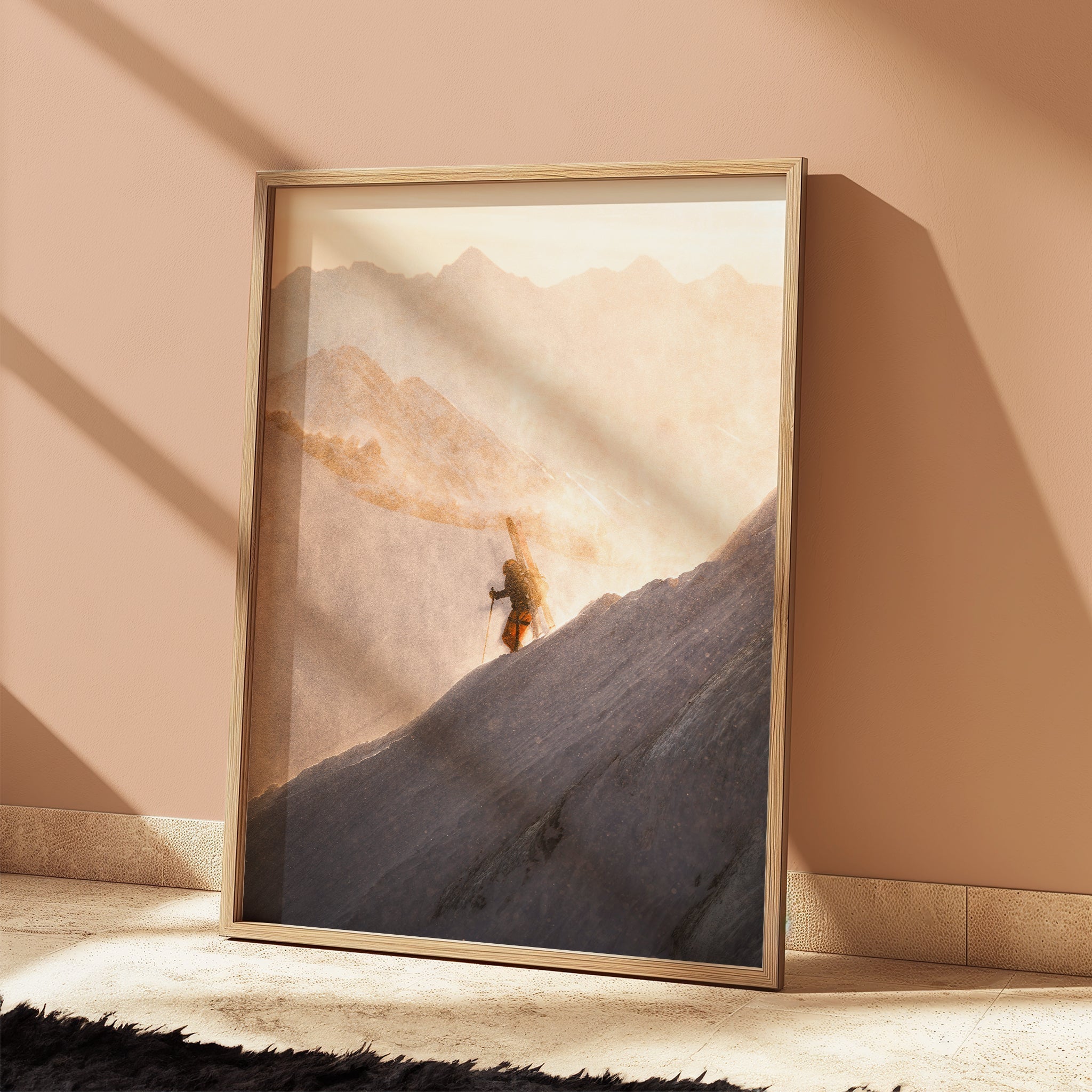 Skier on Midi Arete Wall Art Print | Chamonix Ski Adventure Decor