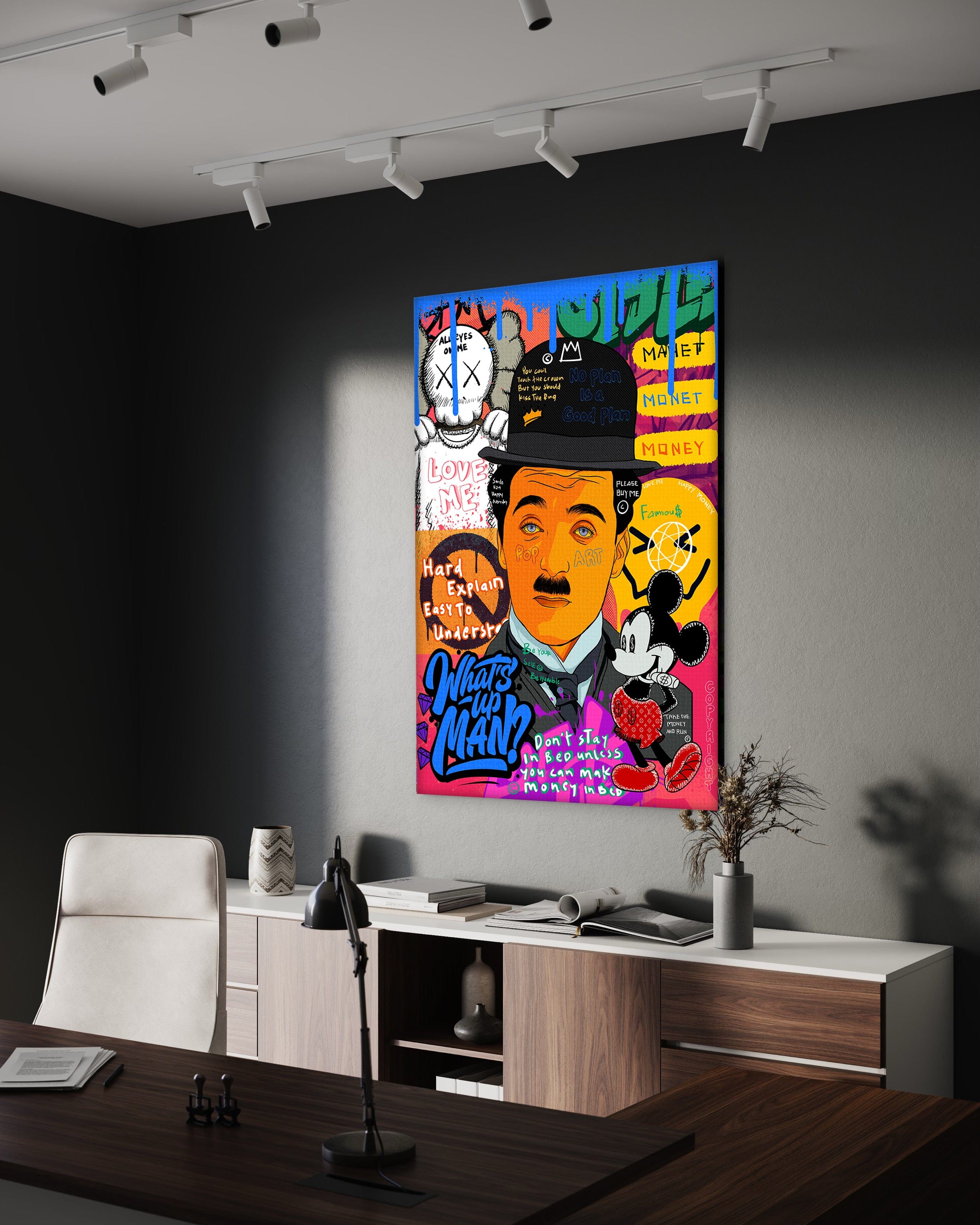 Charlie Chaplin - Leinwandbild Pop Art by SimpleCanvas