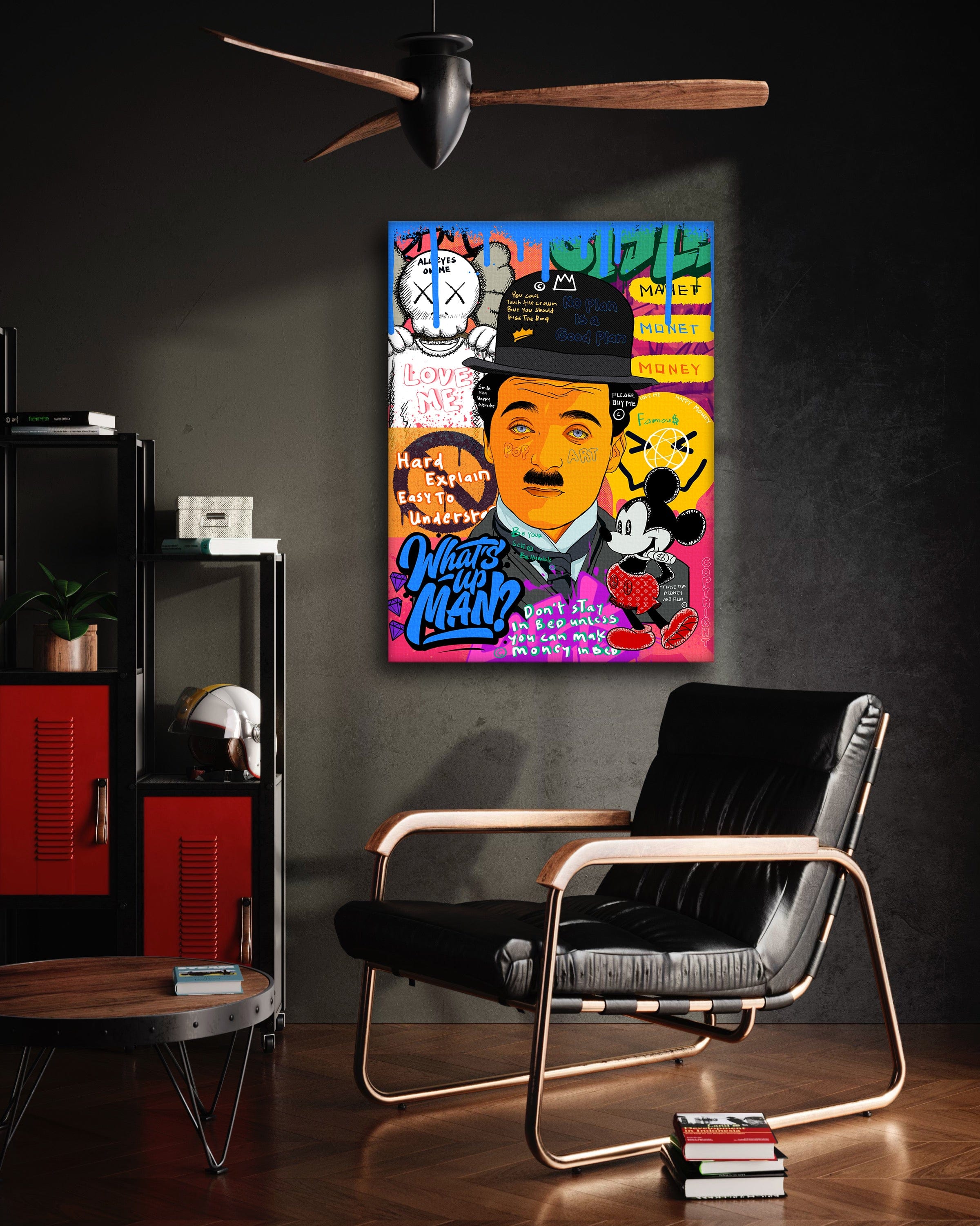 Charlie Chaplin - Leinwandbild Pop Art by SimpleCanvas