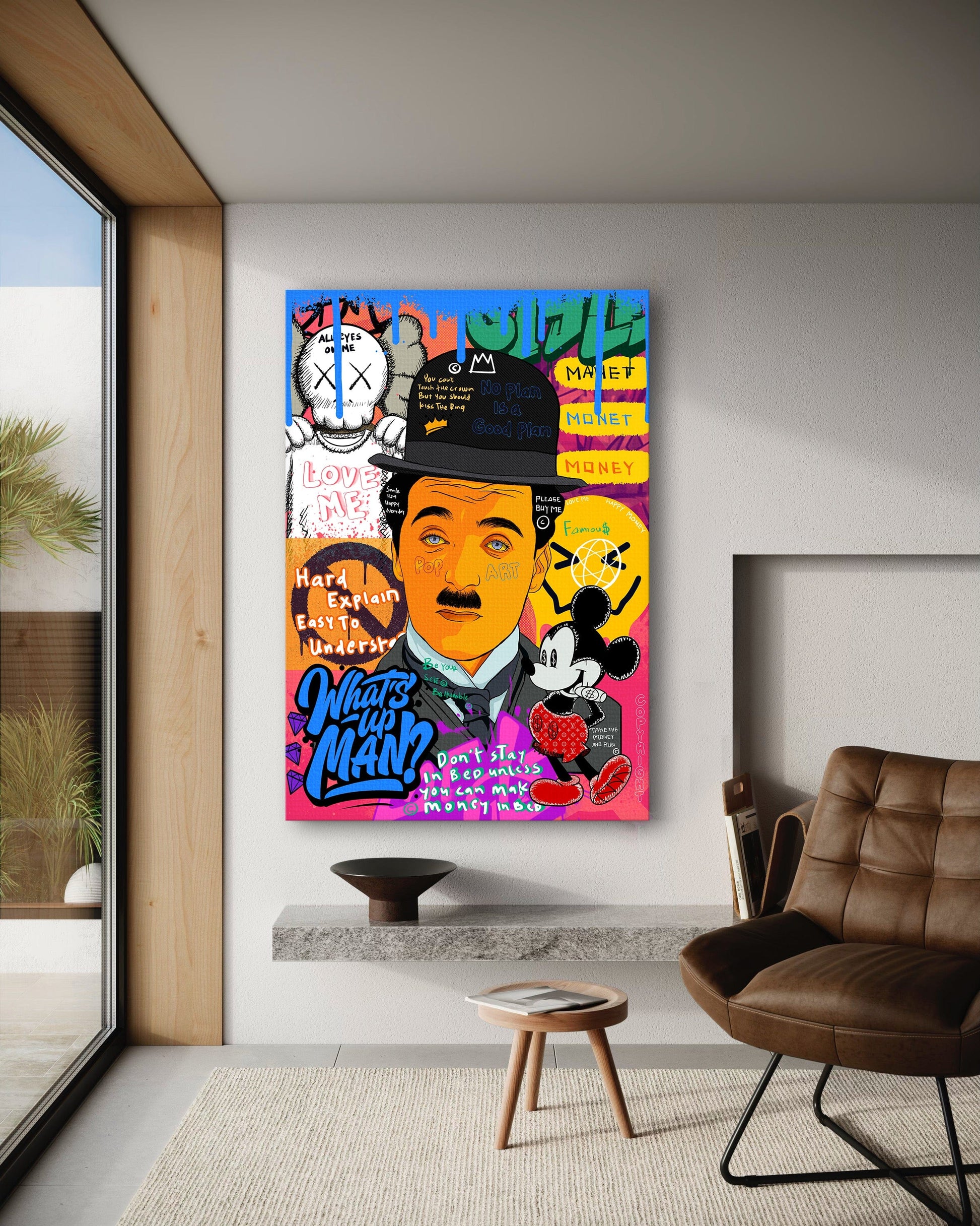 Charlie Chaplin - Leinwandbild Pop Art by SimpleCanvas