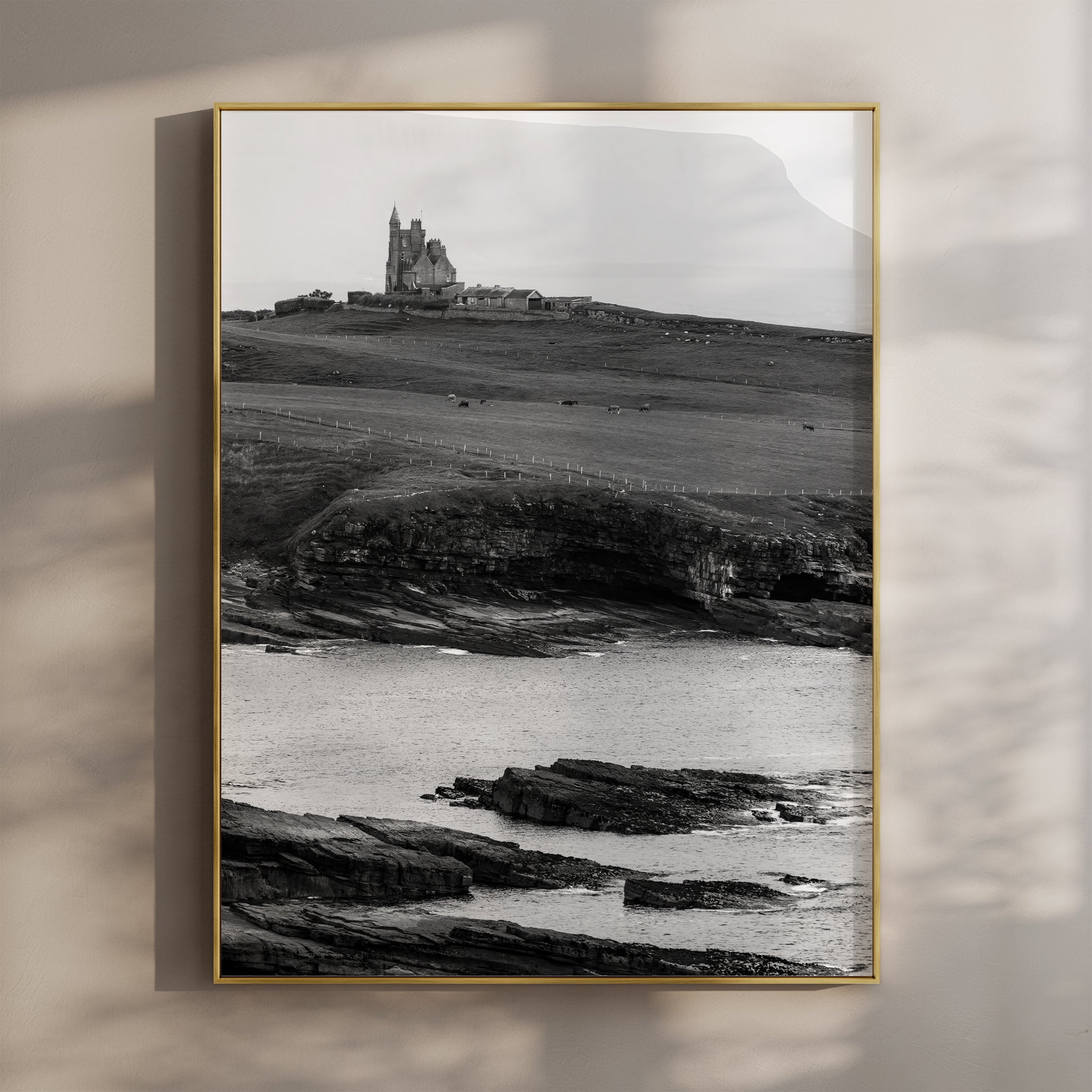 Classiebawn Castle Print – Black and White Irish Coastal Wall Art