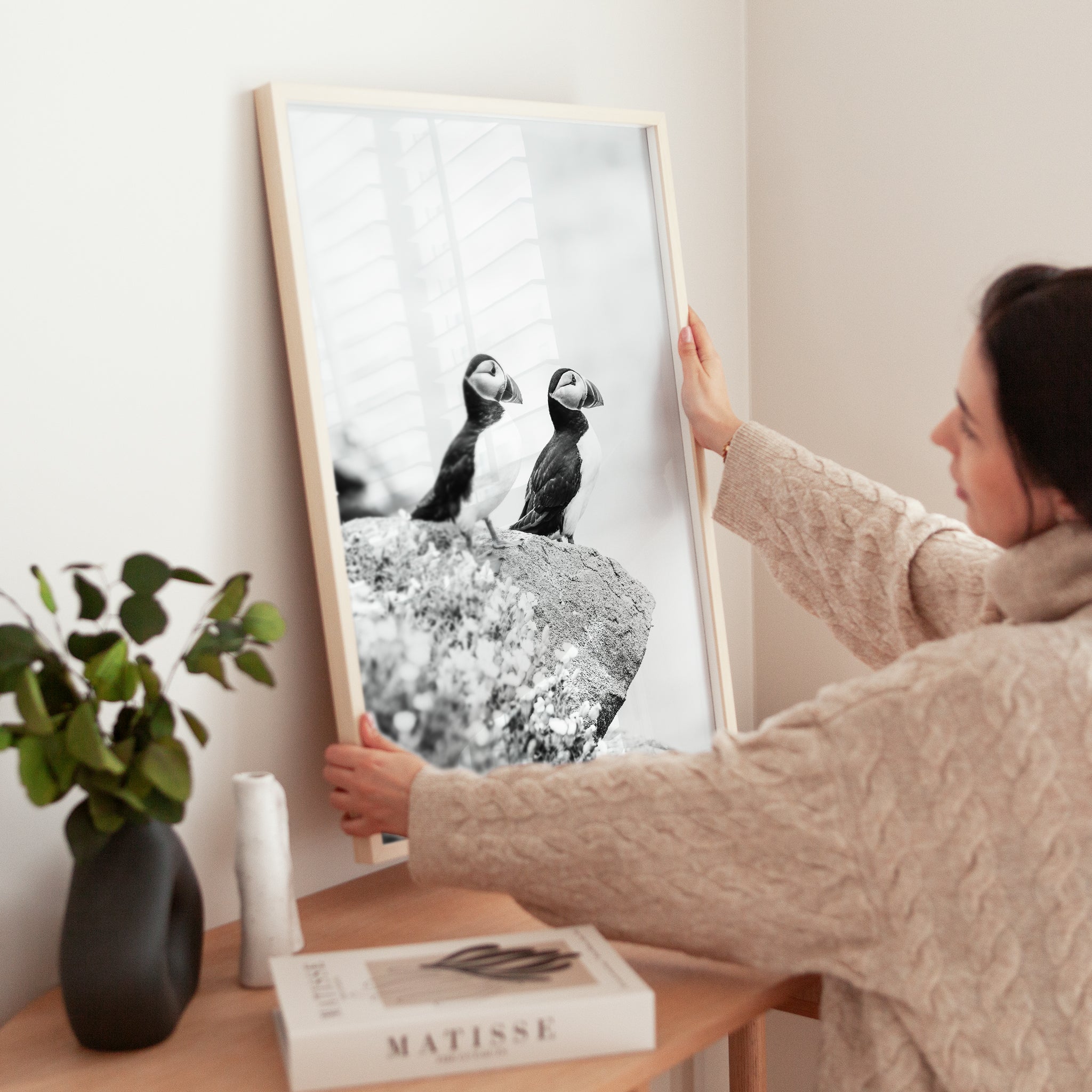 Black and White Puffins Print – Wildlife Photography Wall Art