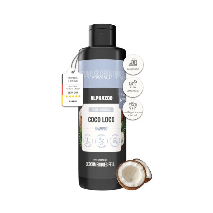 Coco Loco Shampoo für Hunde in 250ml - sanfte Pflege mit Kokosnussfruchtextrakt für frisches Hundebad.