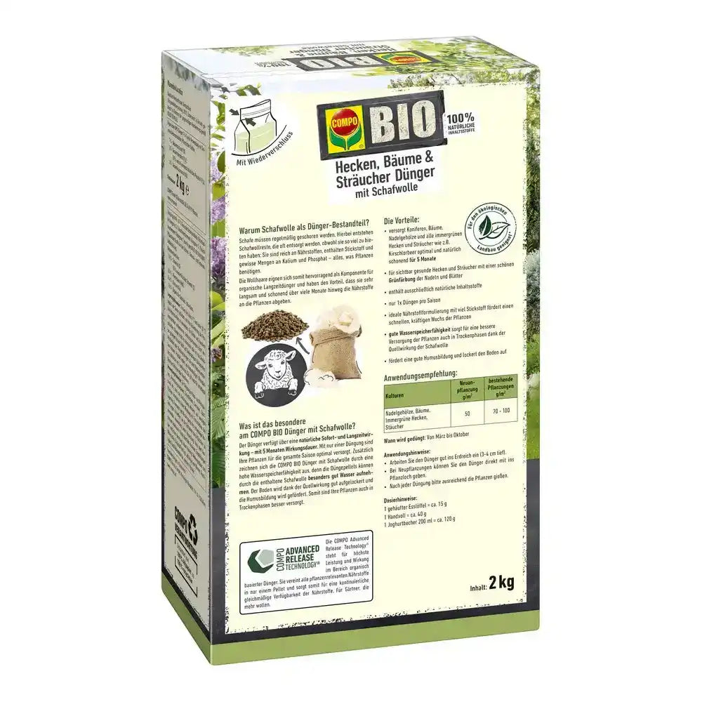 COMPO BIO Hecken, Bäume und Sträucher Dünger mit Schafwolle