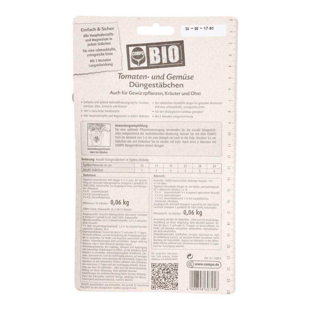 COMPO BIO Tomaten- und Gemüse Dünge­stäbchen