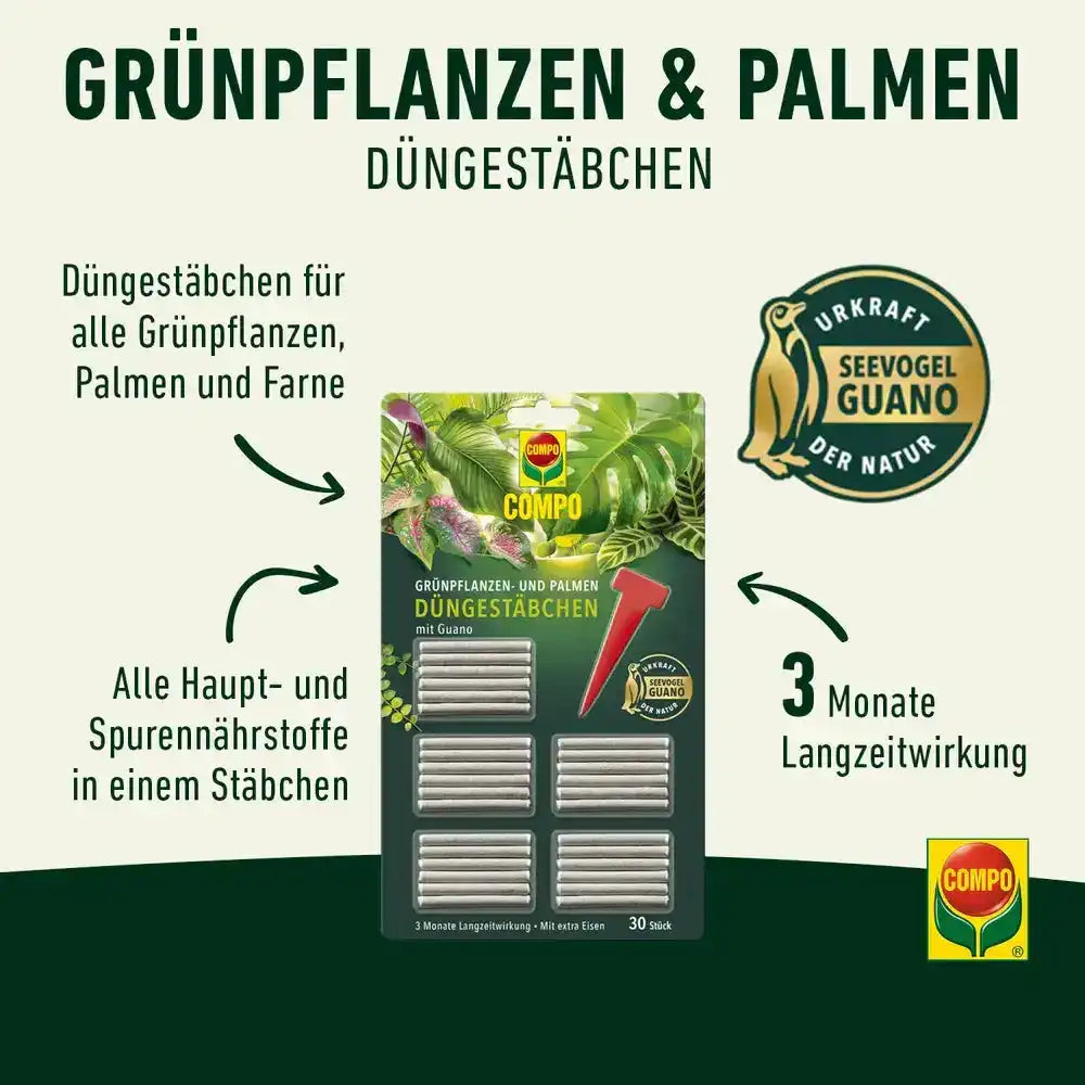 COMPO Grünpflanzen- und Palmen Düngestäbchen mit Guano