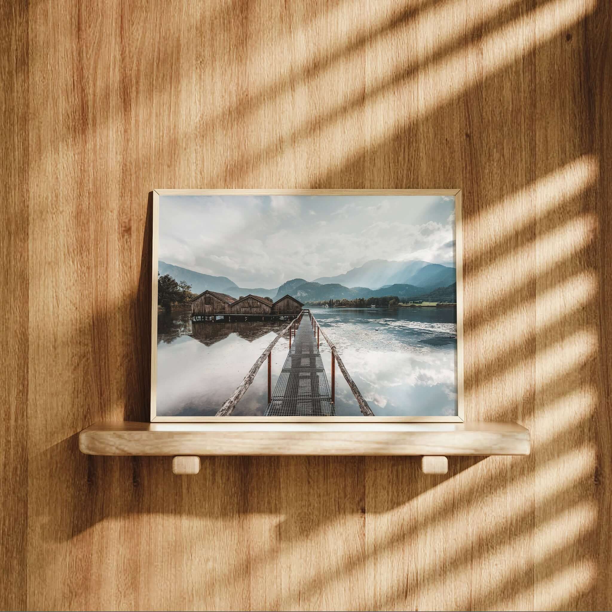 Kochelsee Boathouses Print – Bavarian Lake Landscape Photography