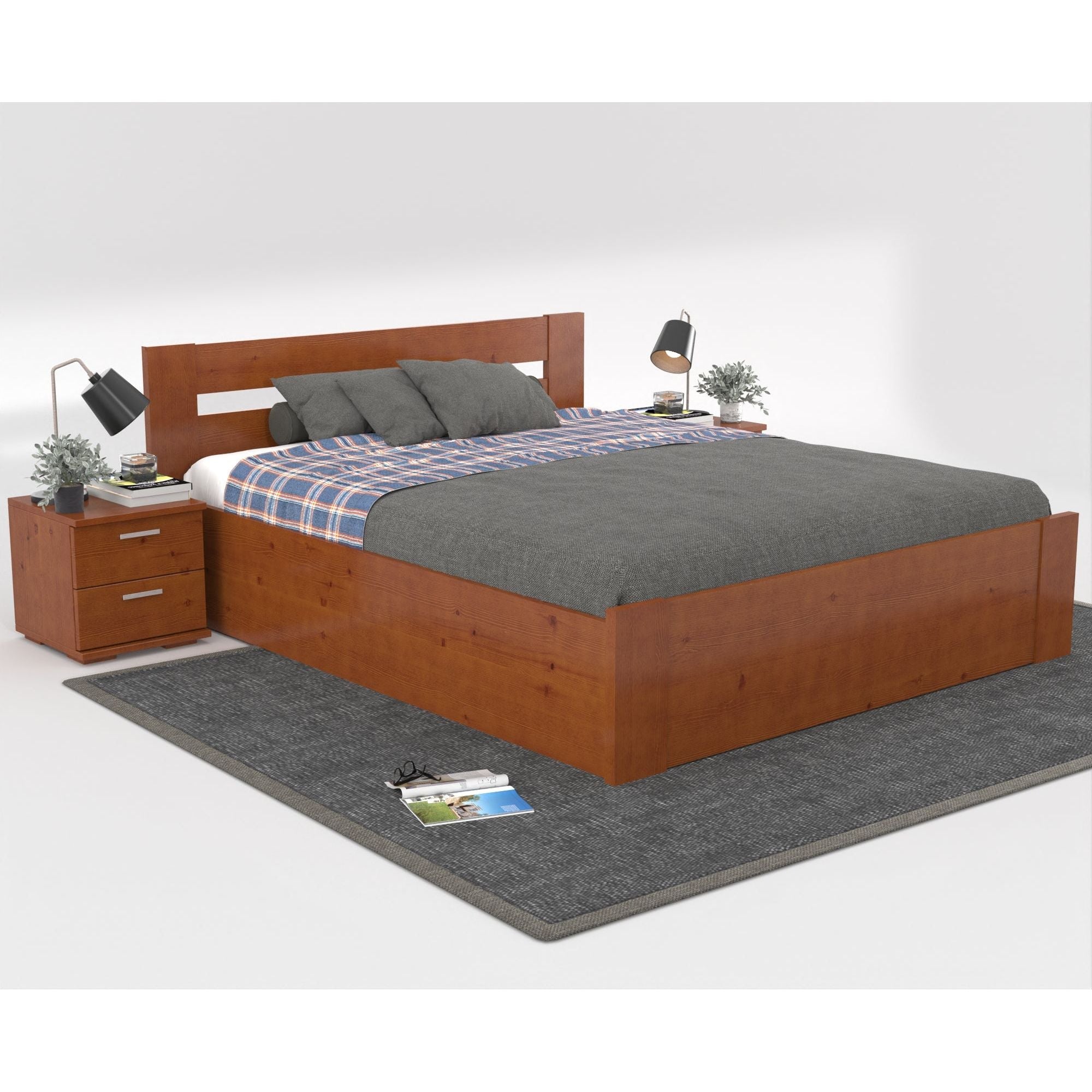 Nobis Kieferbett mit Bettkasten | Massivholz | Naturholz | 100% Bio-Bett inkl. Lattenrost