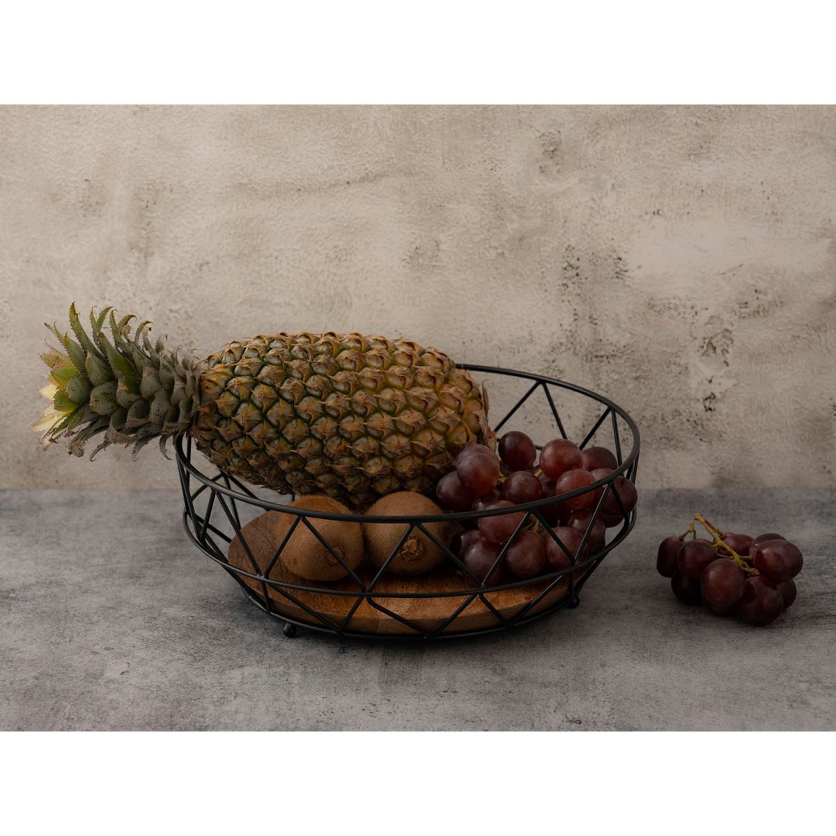 Obstschale - Metall Brotkorb - rund ø 28 cm H 10 cm - Obstkorb Metall schwarz