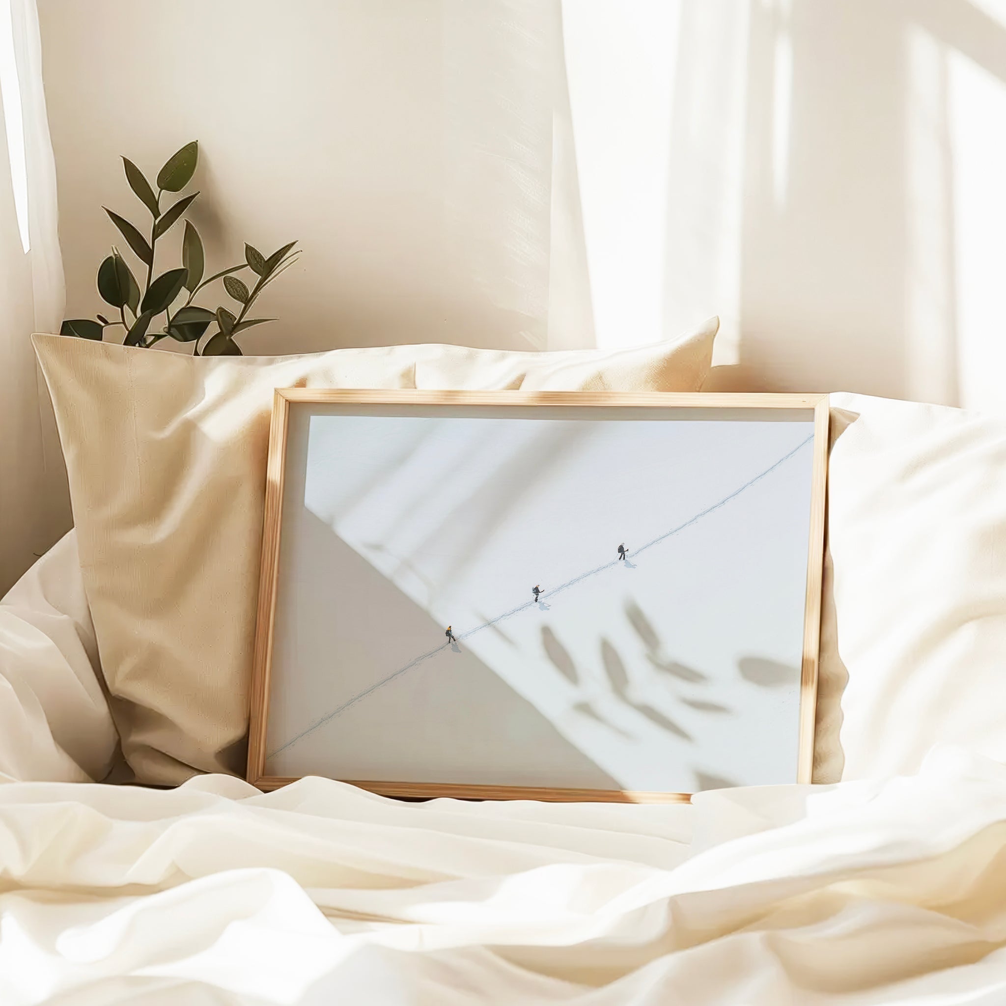 Three Mountaineers Traversing Vallee Blanche | Chamonix Wall Art