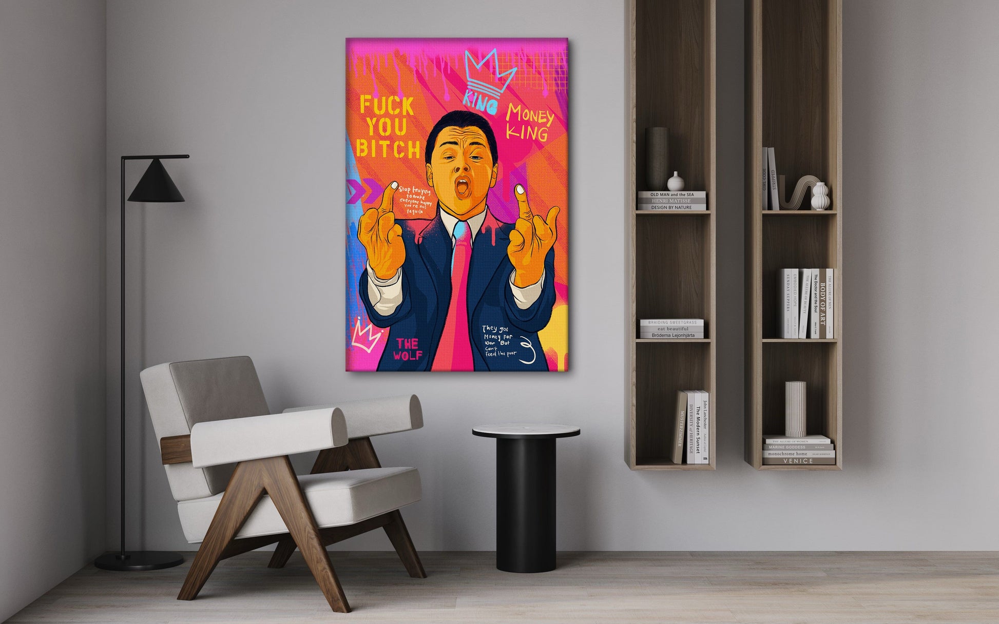 DiCaprio Fuck - Leinwandbild Pop Art by SimpleCanvas