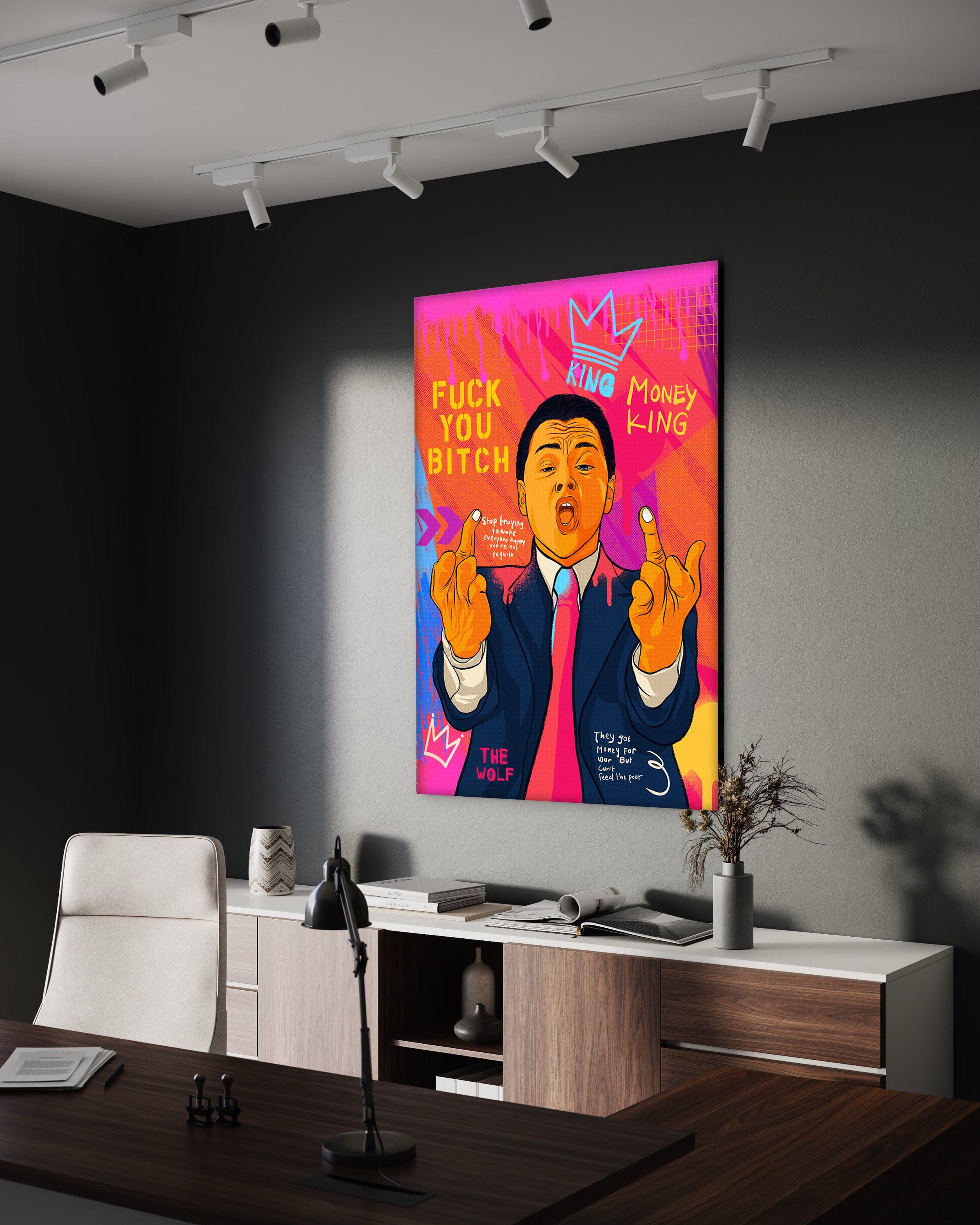 DiCaprio Fuck - Leinwandbild Pop Art by SimpleCanvas