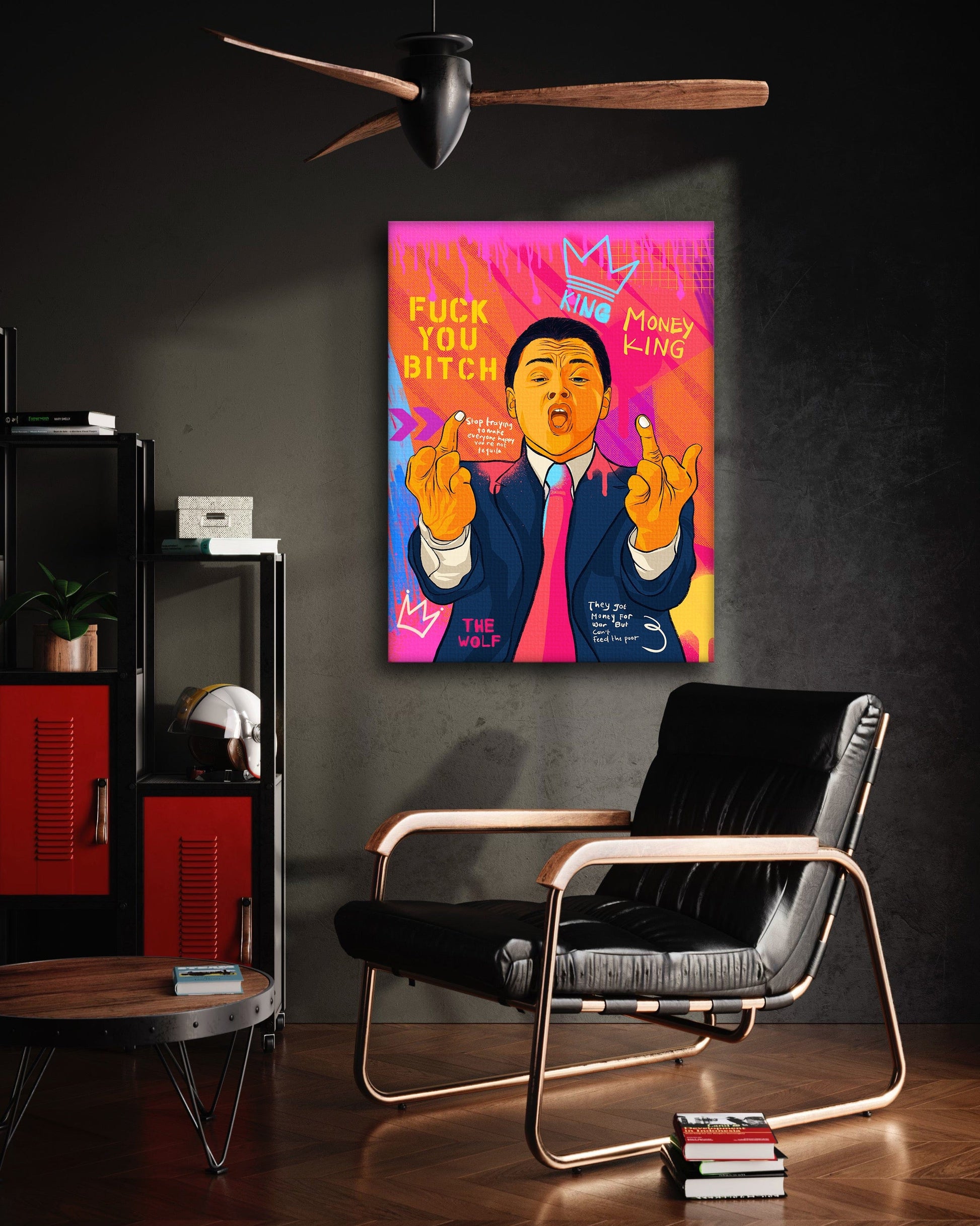 DiCaprio Fuck - Leinwandbild Pop Art by SimpleCanvas