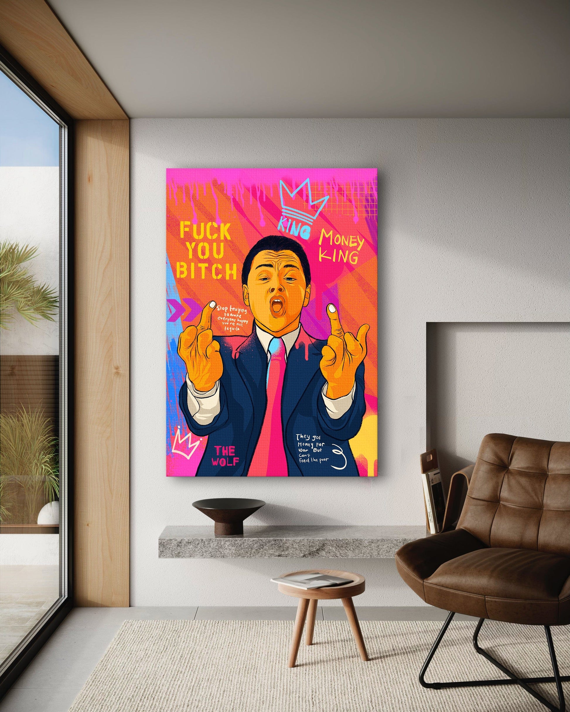 DiCaprio Fuck - Leinwandbild Pop Art by SimpleCanvas