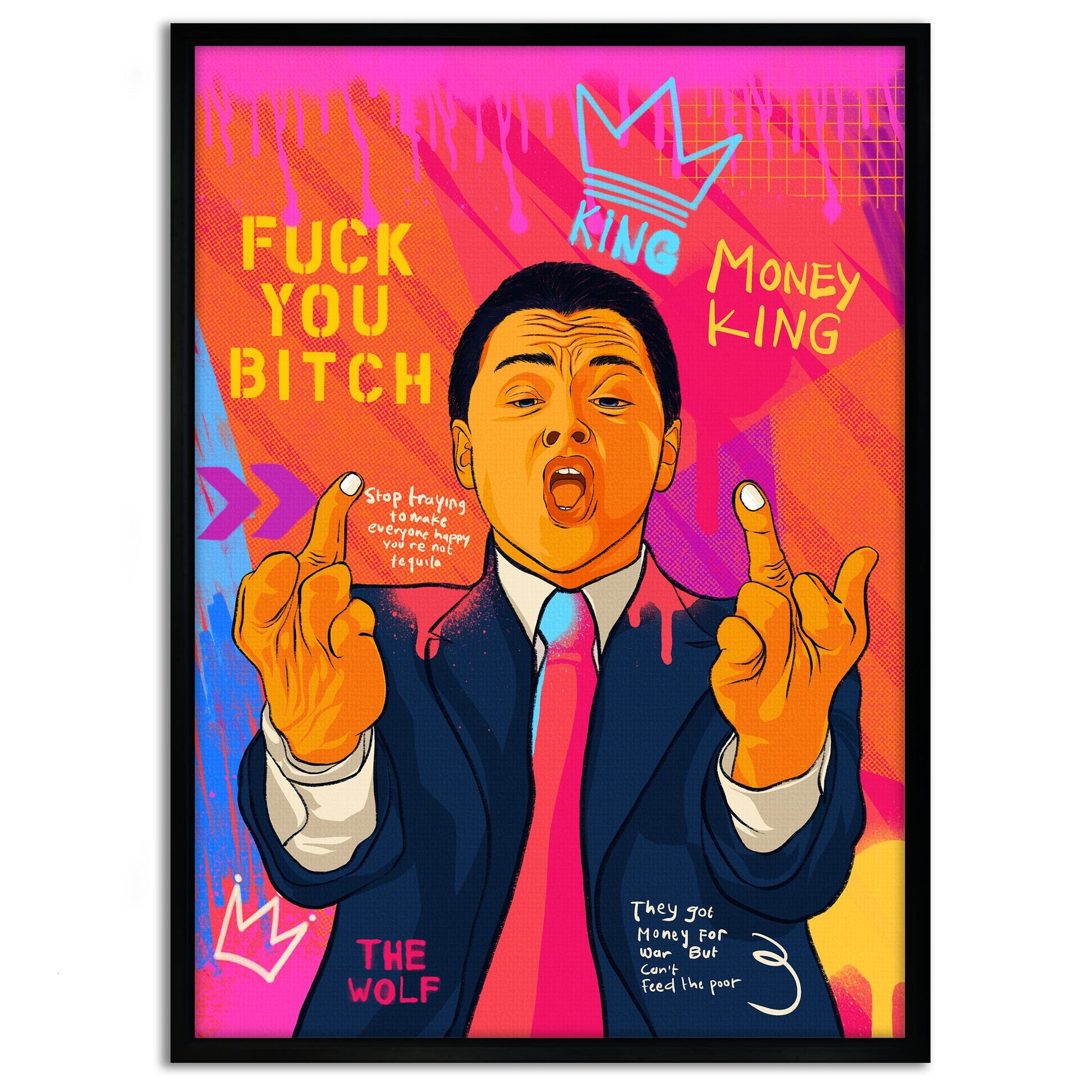 DiCaprio Fuck - Leinwandbild Pop Art by SimpleCanvas