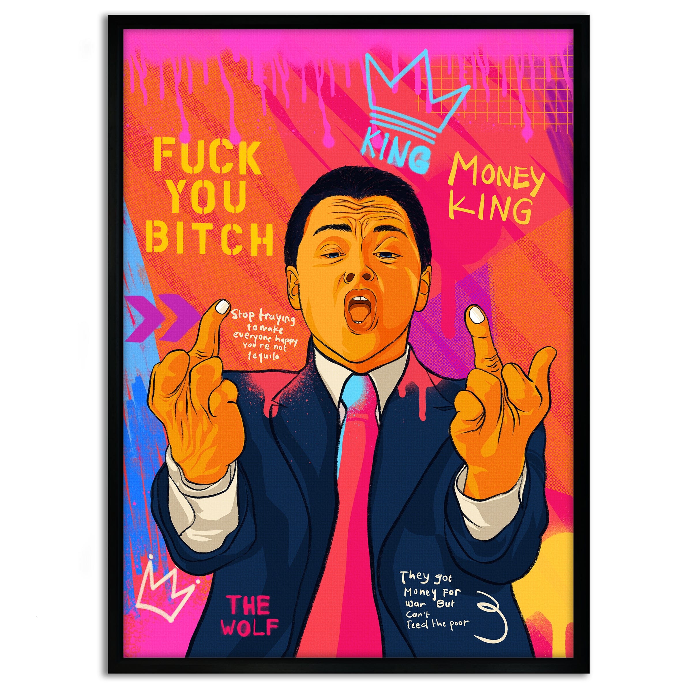 DiCaprio Fuck - Leinwandbild Pop Art by SimpleCanvas