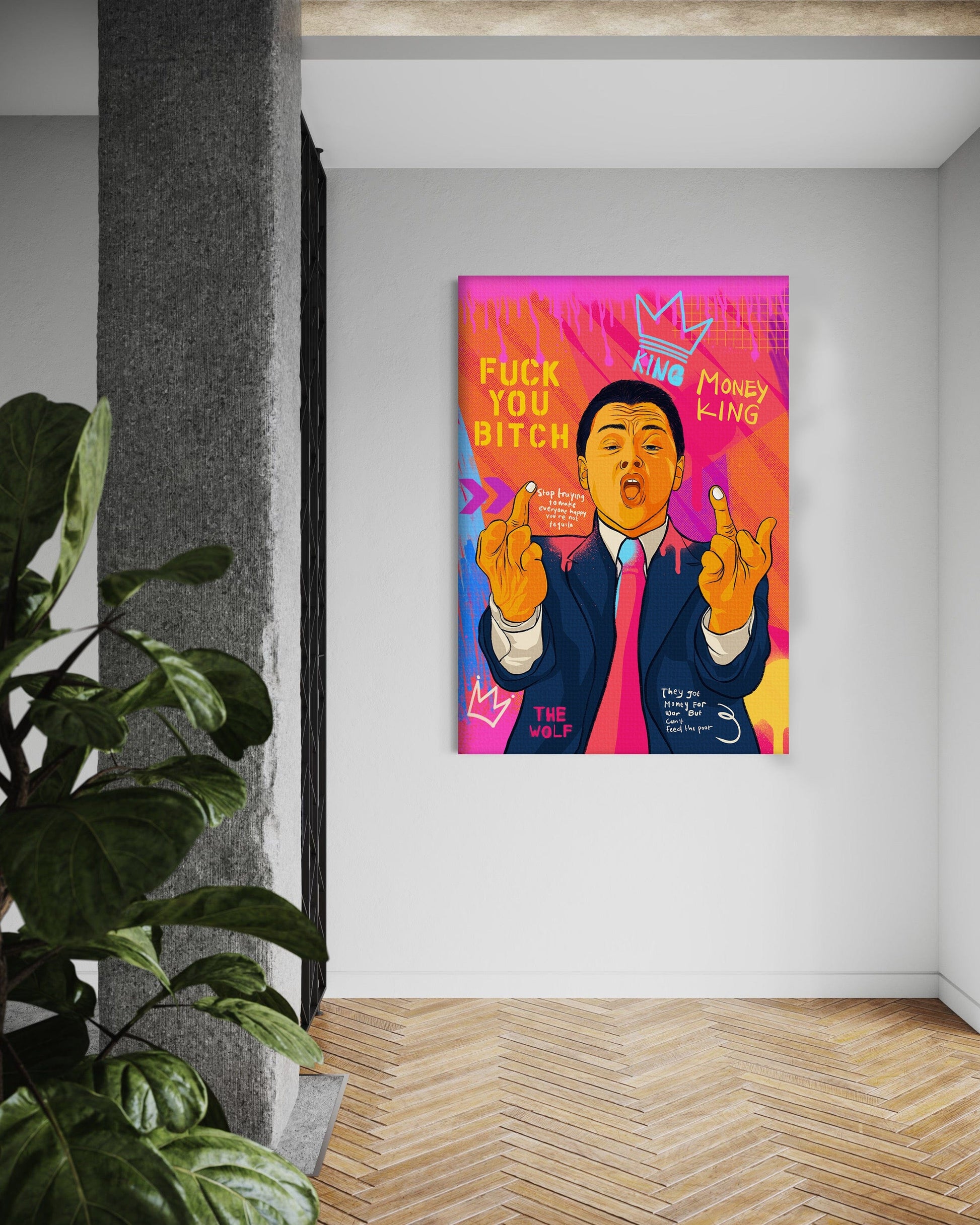 DiCaprio Fuck - Leinwandbild Pop Art by SimpleCanvas