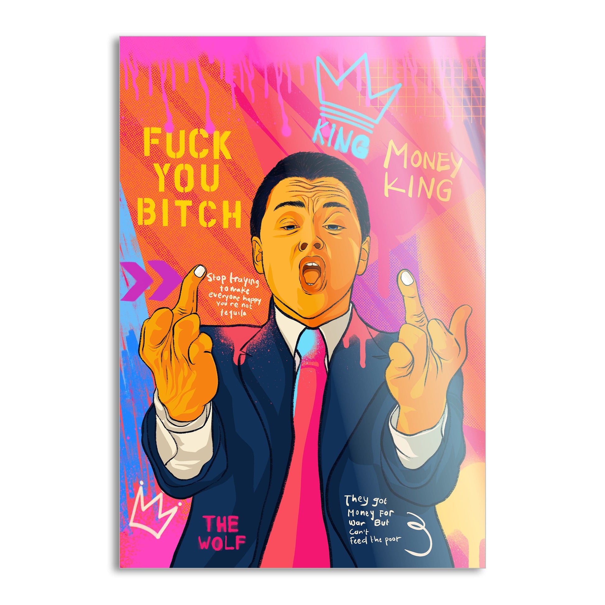 DiCaprio Fuck - Leinwandbild Pop Art by SimpleCanvas