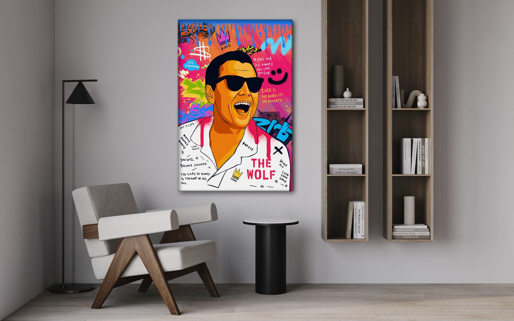 DiCaprio Wolf of Wallstreet - Leinwandbild Pop Art by SimpleCanvas