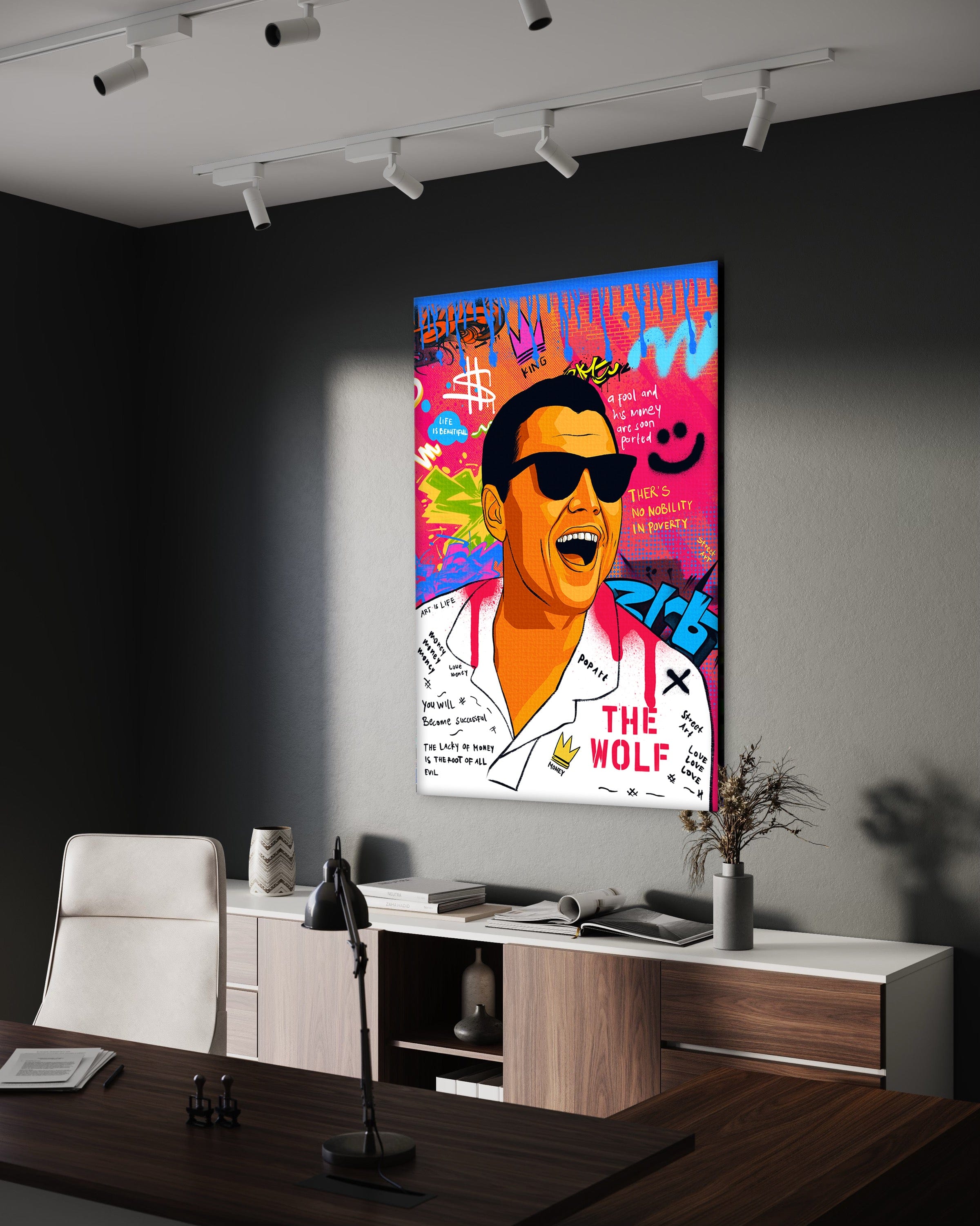 DiCaprio Wolf of Wallstreet - Leinwandbild Pop Art by SimpleCanvas