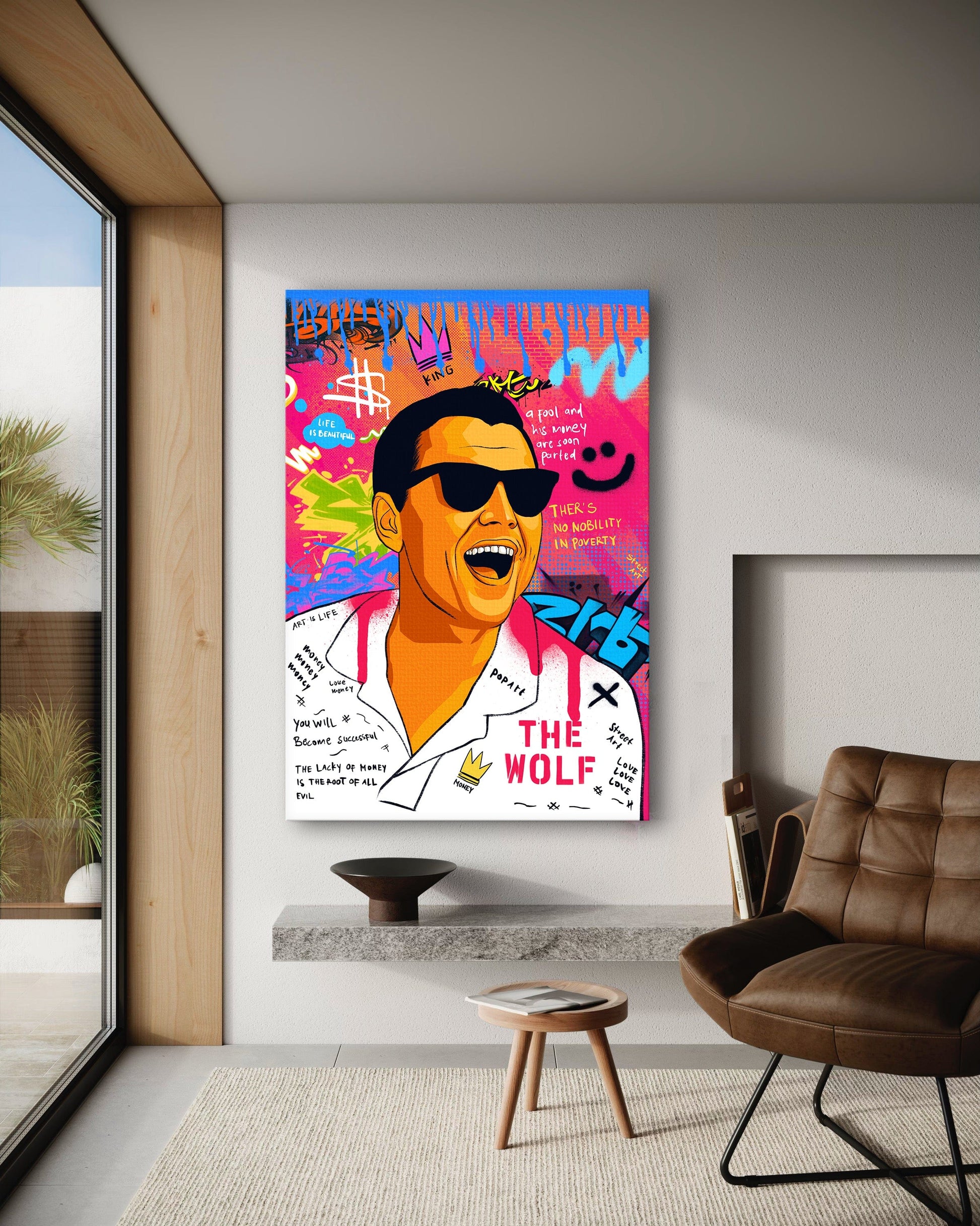 DiCaprio Wolf of Wallstreet - Leinwandbild Pop Art by SimpleCanvas