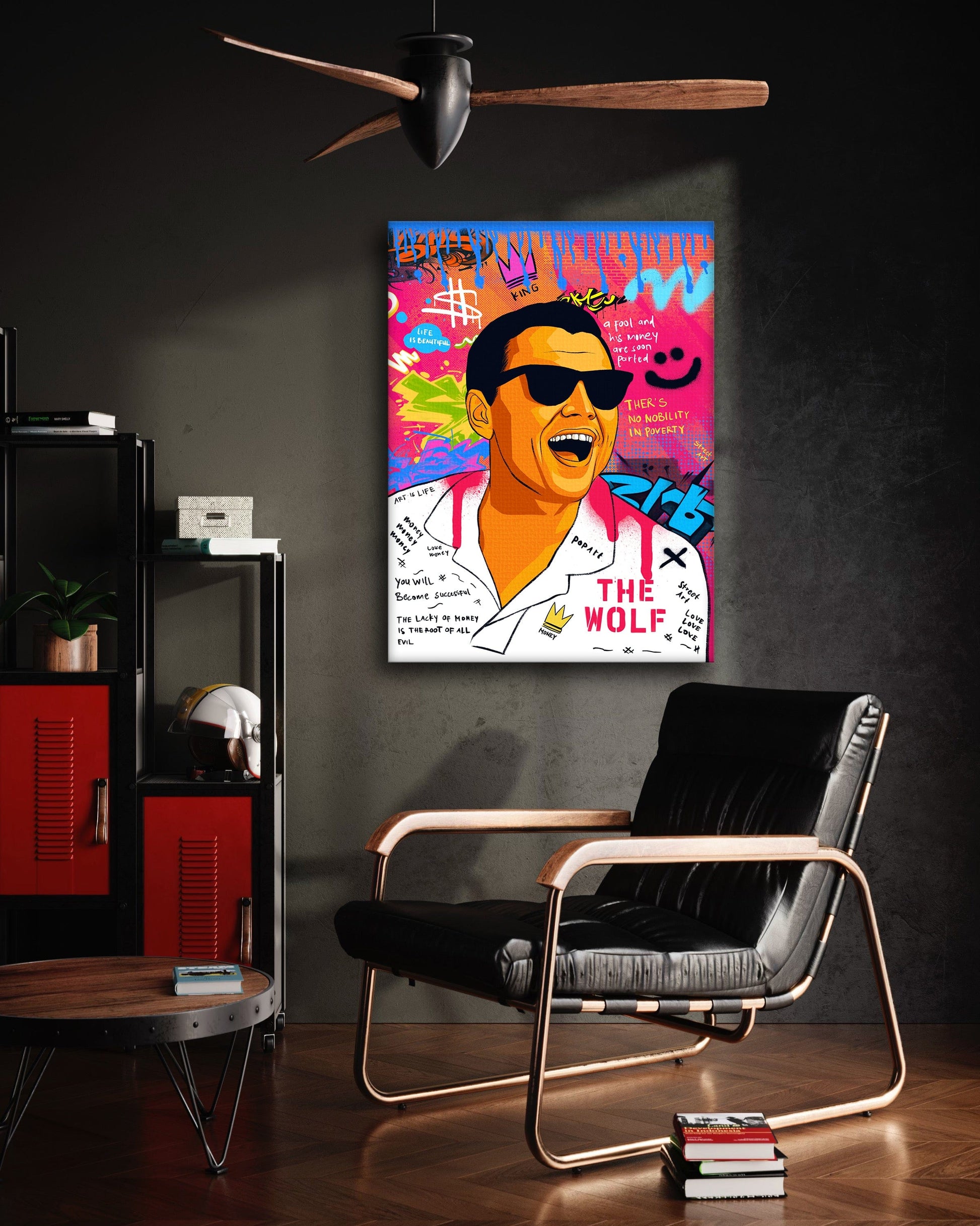 DiCaprio Wolf of Wallstreet - Leinwandbild Pop Art by SimpleCanvas