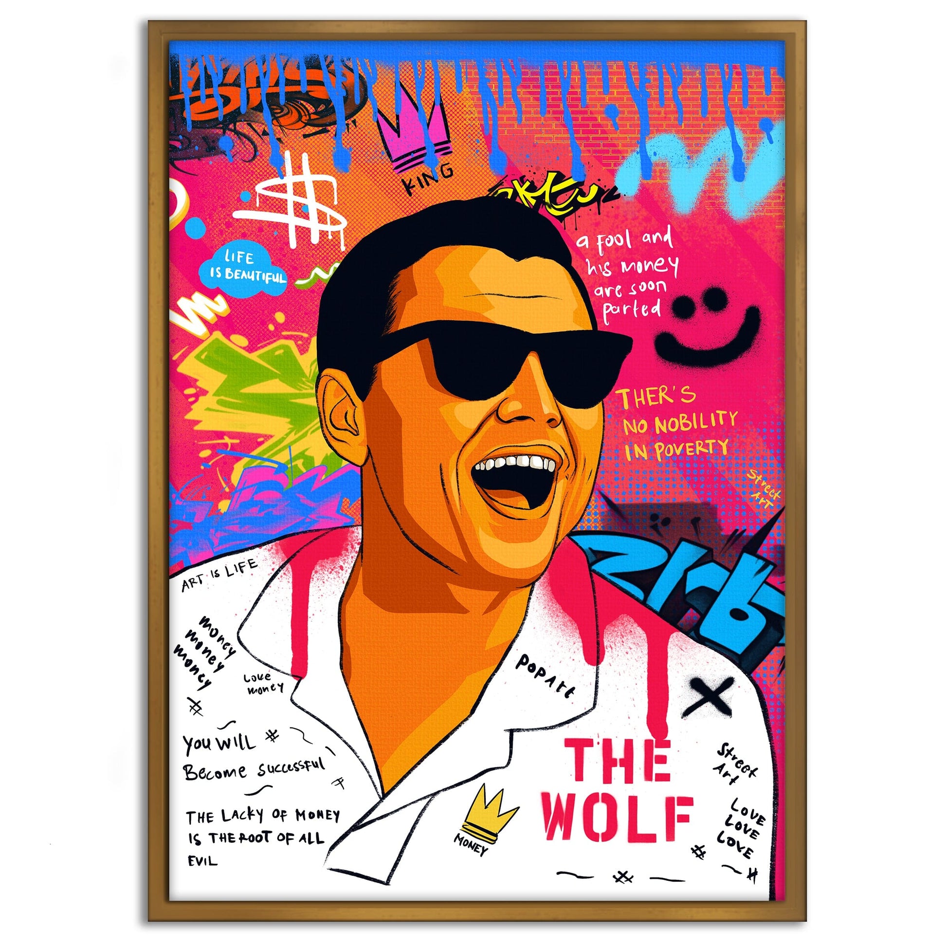 DiCaprio Wolf of Wallstreet - Leinwandbild Pop Art by SimpleCanvas