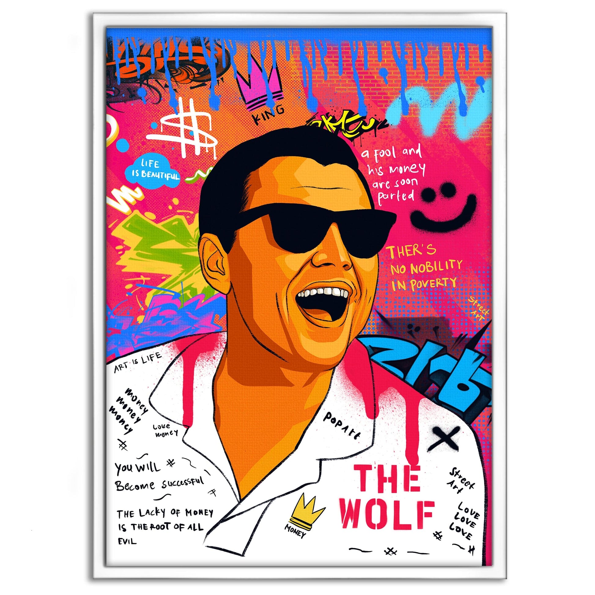 DiCaprio Wolf of Wallstreet - Leinwandbild Pop Art by SimpleCanvas