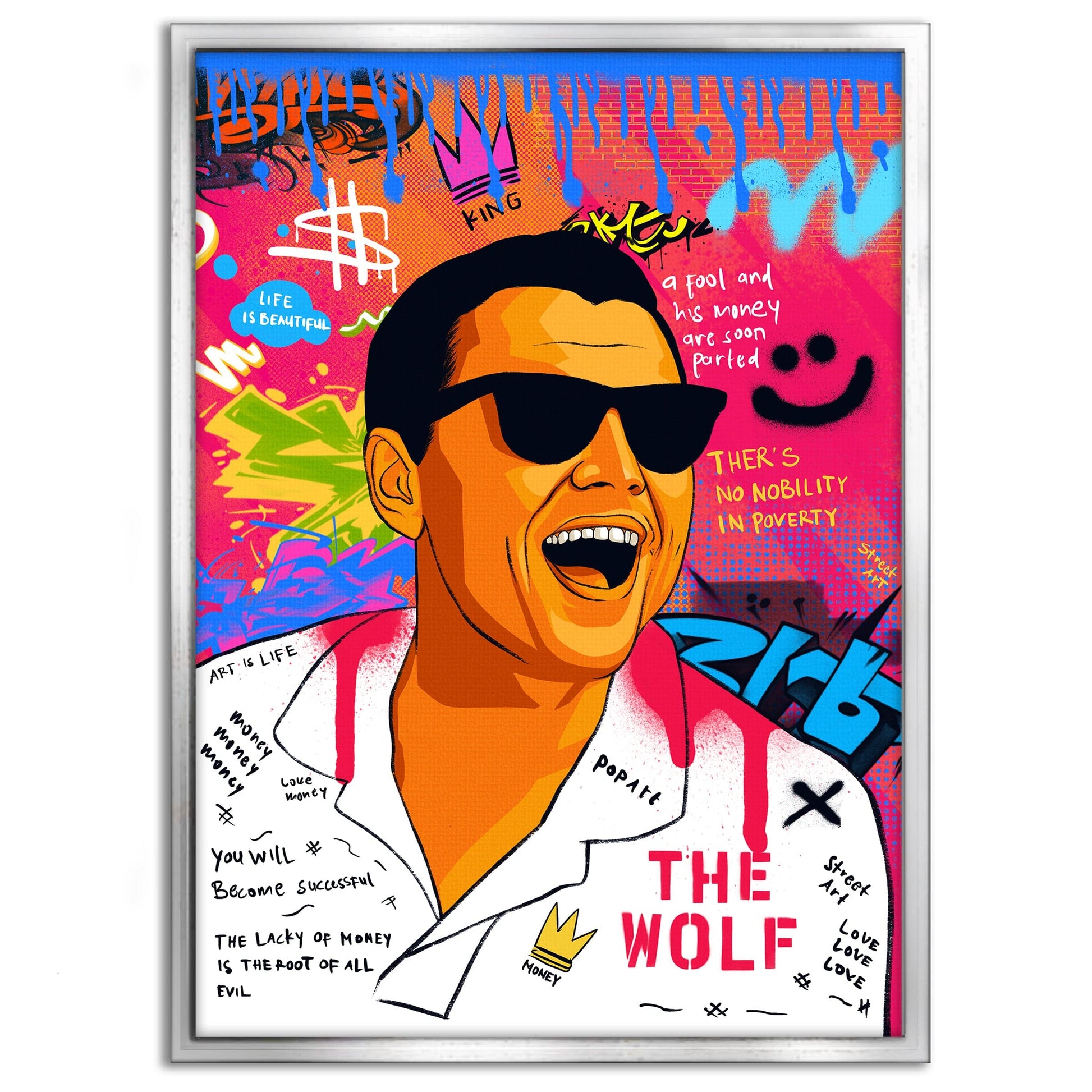 DiCaprio Wolf of Wallstreet - Leinwandbild Pop Art by SimpleCanvas
