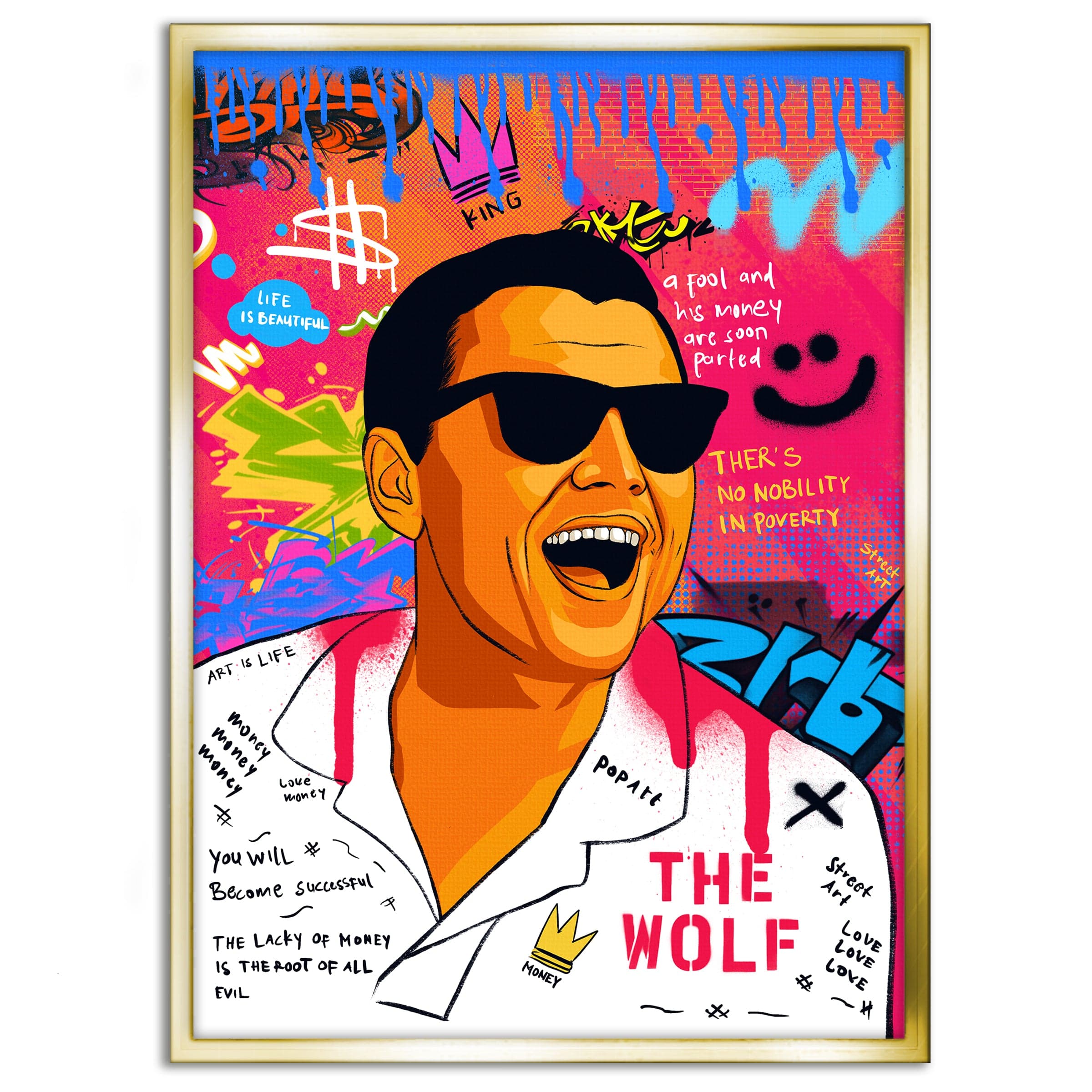 DiCaprio Wolf of Wallstreet - Leinwandbild Pop Art by SimpleCanvas