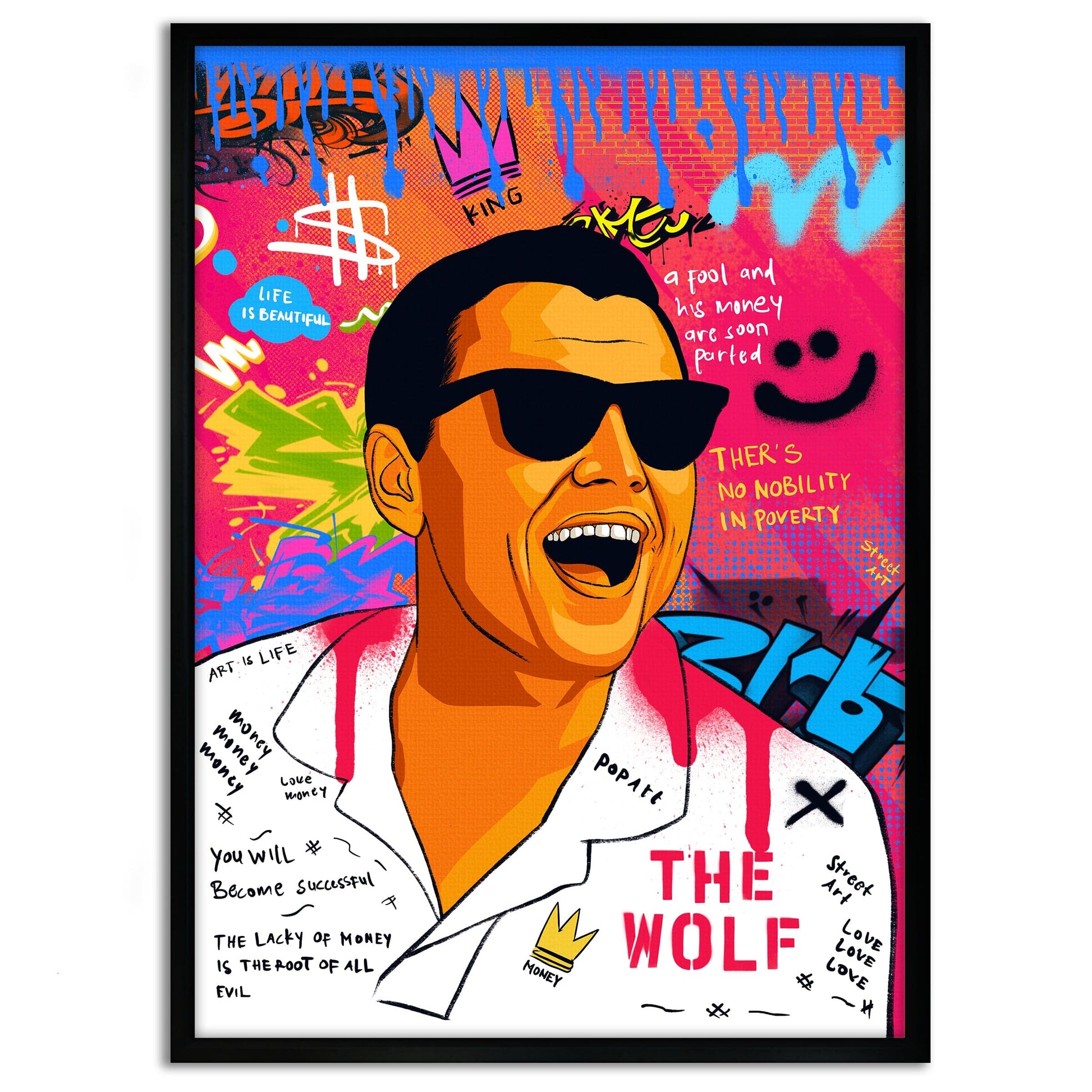 DiCaprio Wolf of Wallstreet - Leinwandbild Pop Art by SimpleCanvas